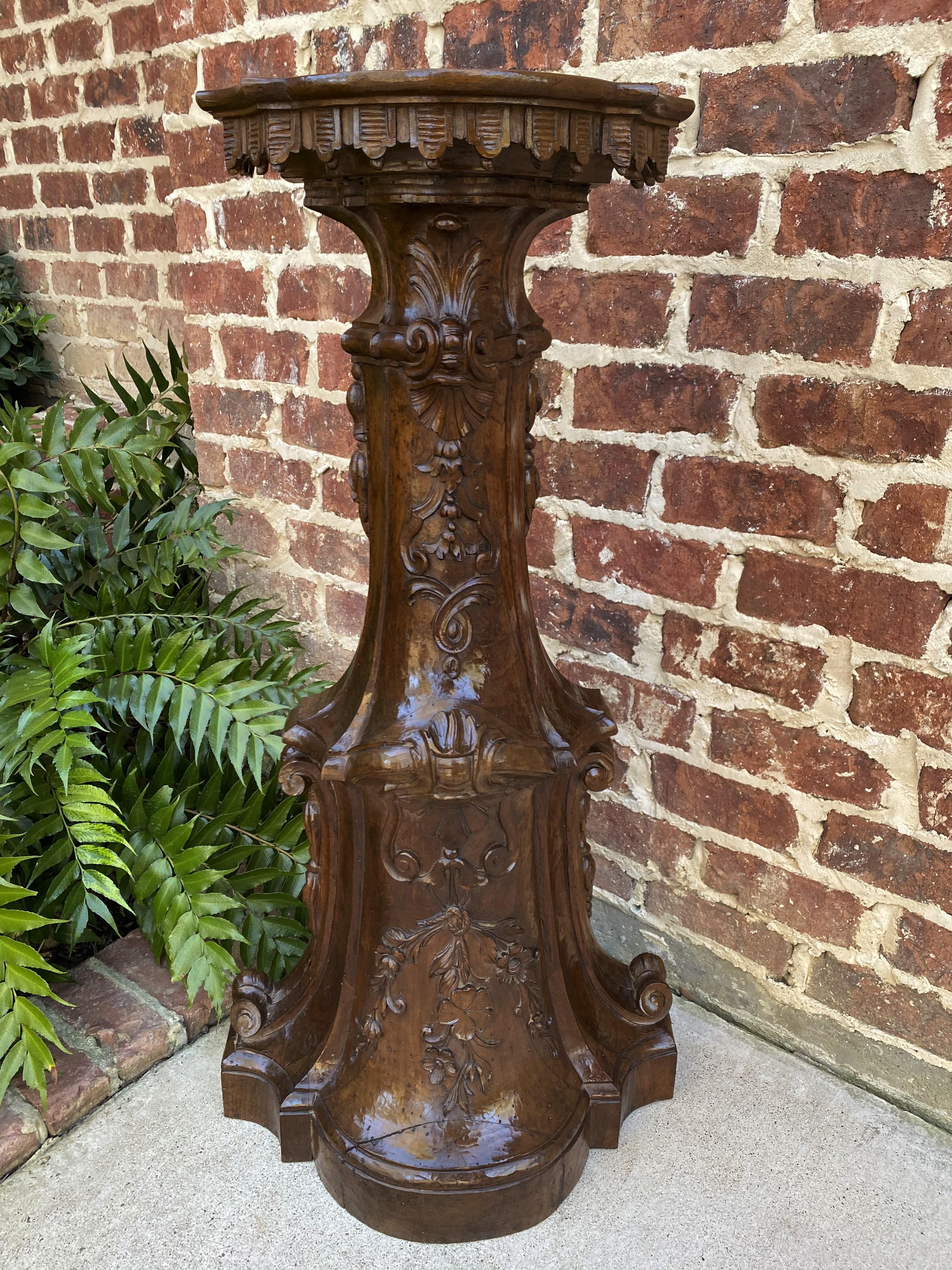 Antique Italian Pedestal Plant Stand Display Table Walnut Baroque Book Rest For Sale 4