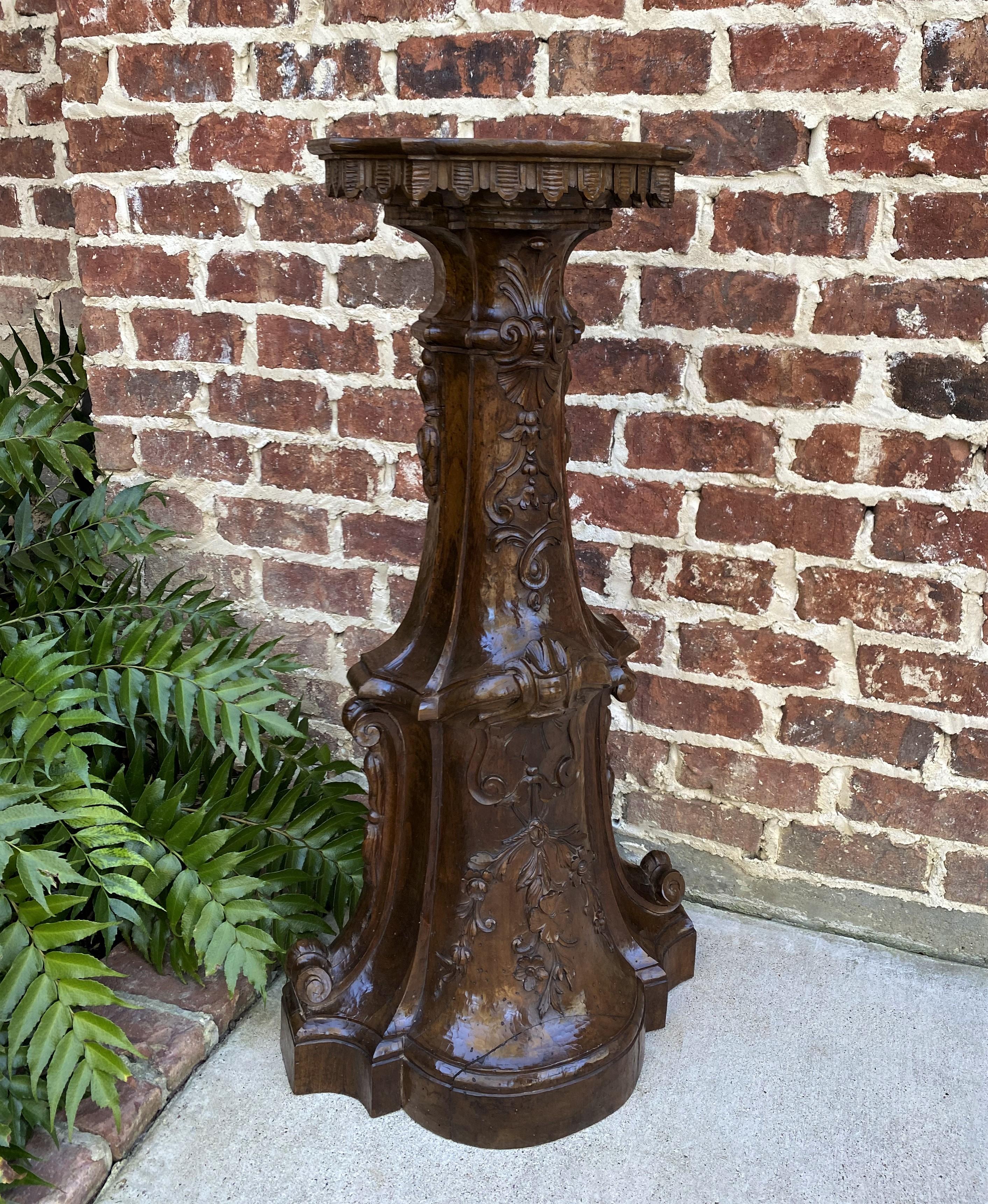 Antique Italian Pedestal Plant Stand Display Table Walnut Baroque Book Rest For Sale 6