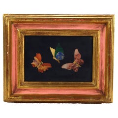 Antique Italian Pietra Dura Butterfly Mosaic, Framed, C1920