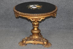 Antique Italian Pietra Dura Florentine Table with Ornate Carved Gilt base