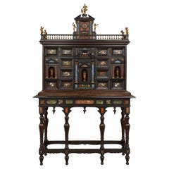 Antique Italian Pietra Dura Hardstone Wood Ormolu Cabinet on Stand