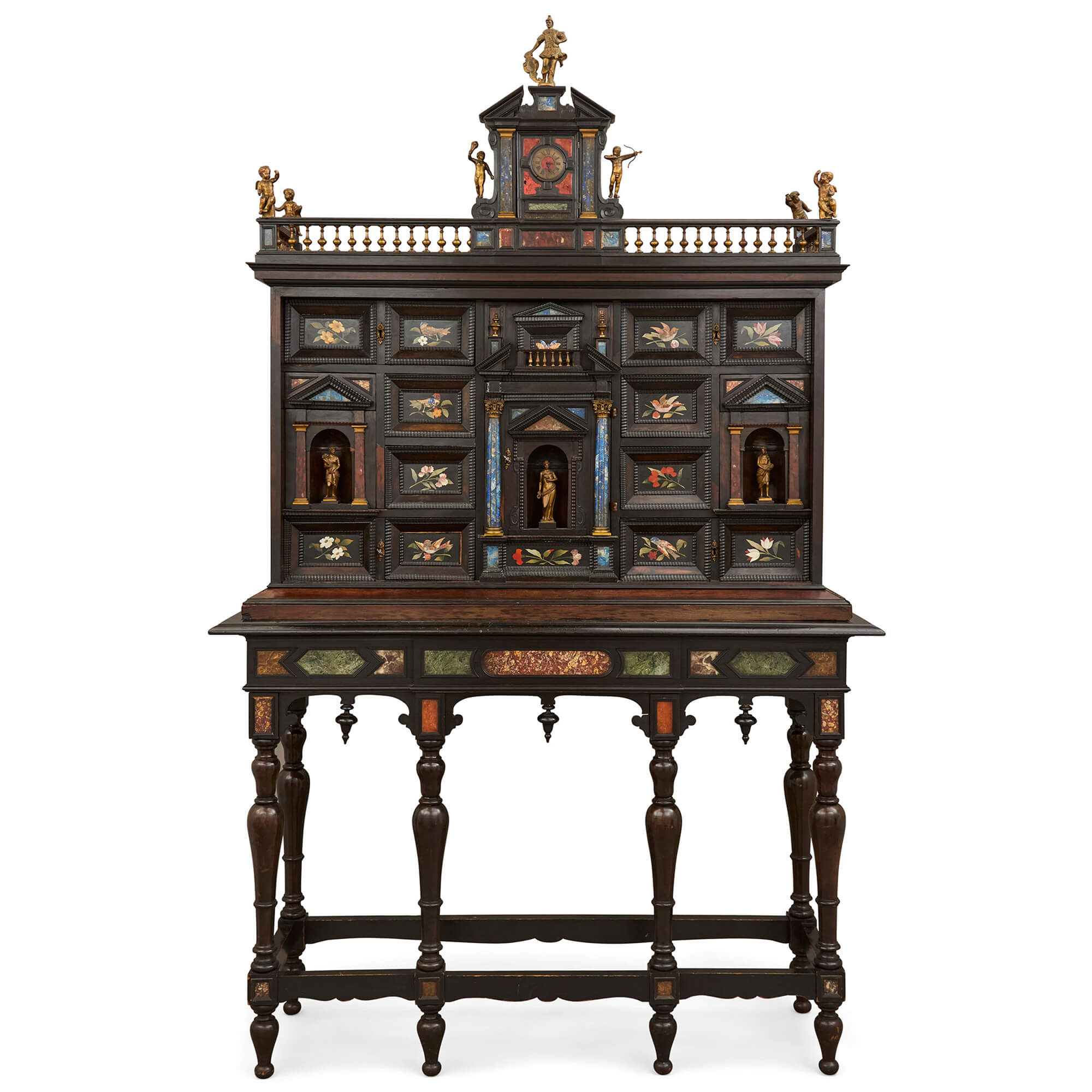 Antiguo Armario Italiano de Pietra Dura de Madera Ormolu sobre Pie en venta