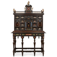 Antiguo Armario Italiano de Pietra Dura de Madera Ormolu sobre Pie