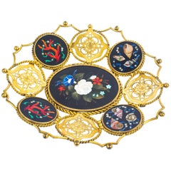 Antique Italian Pietra Dura Mounted Ormolu Basket 19th Century