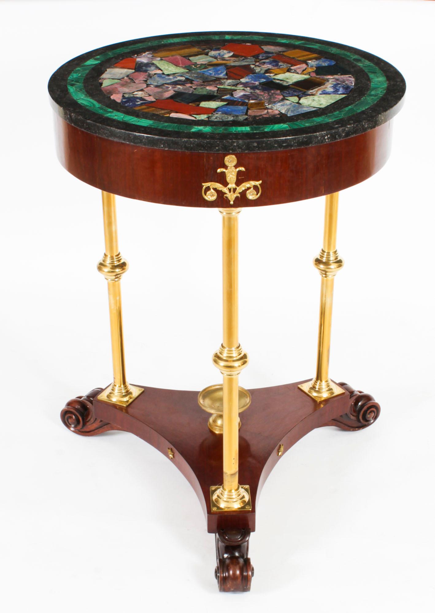 Antique Italian Pietra Dura Occasional Table, Early 20th Century For Sale 12