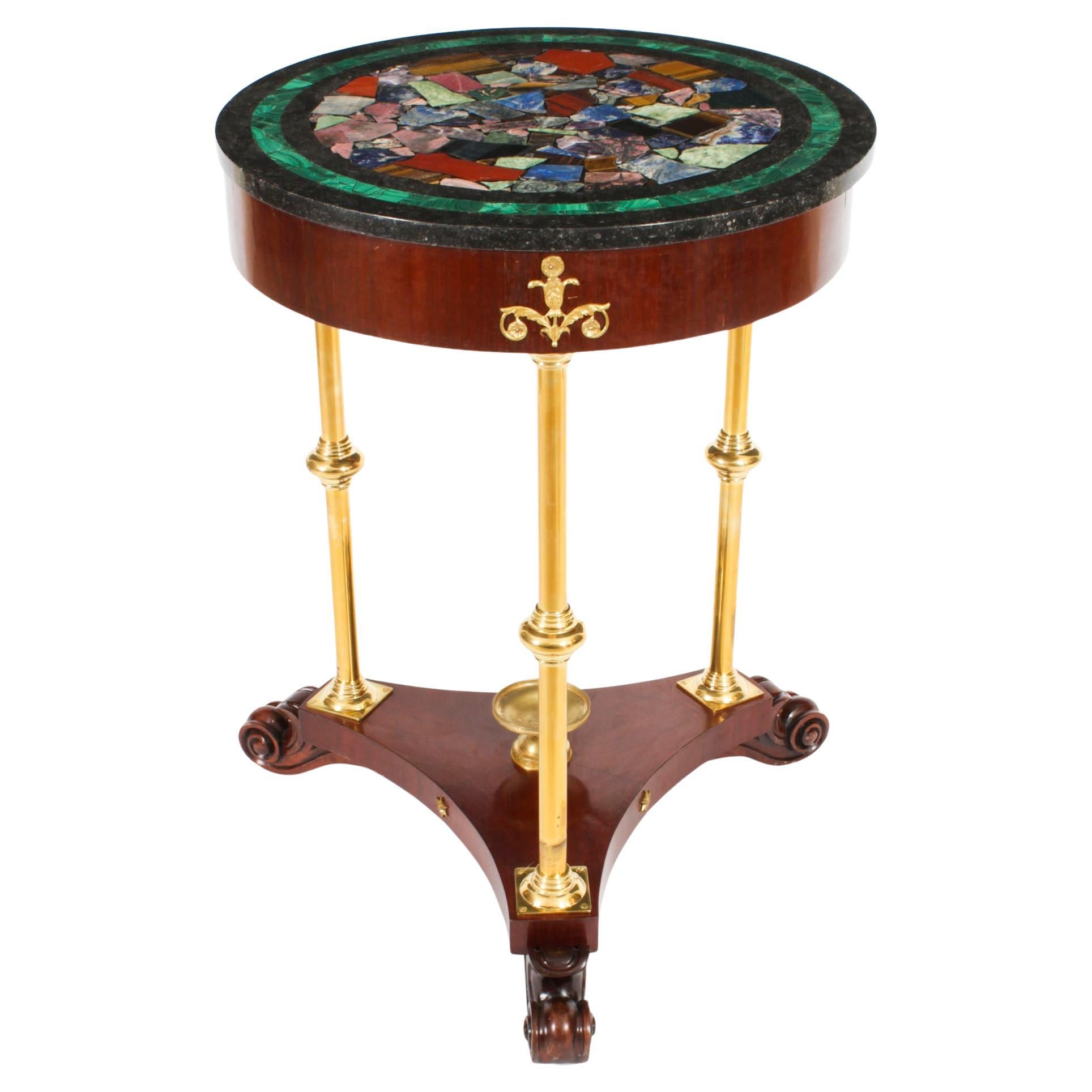 Antigua mesa auxiliar italiana de Pietra DURA, principios del siglo XX
