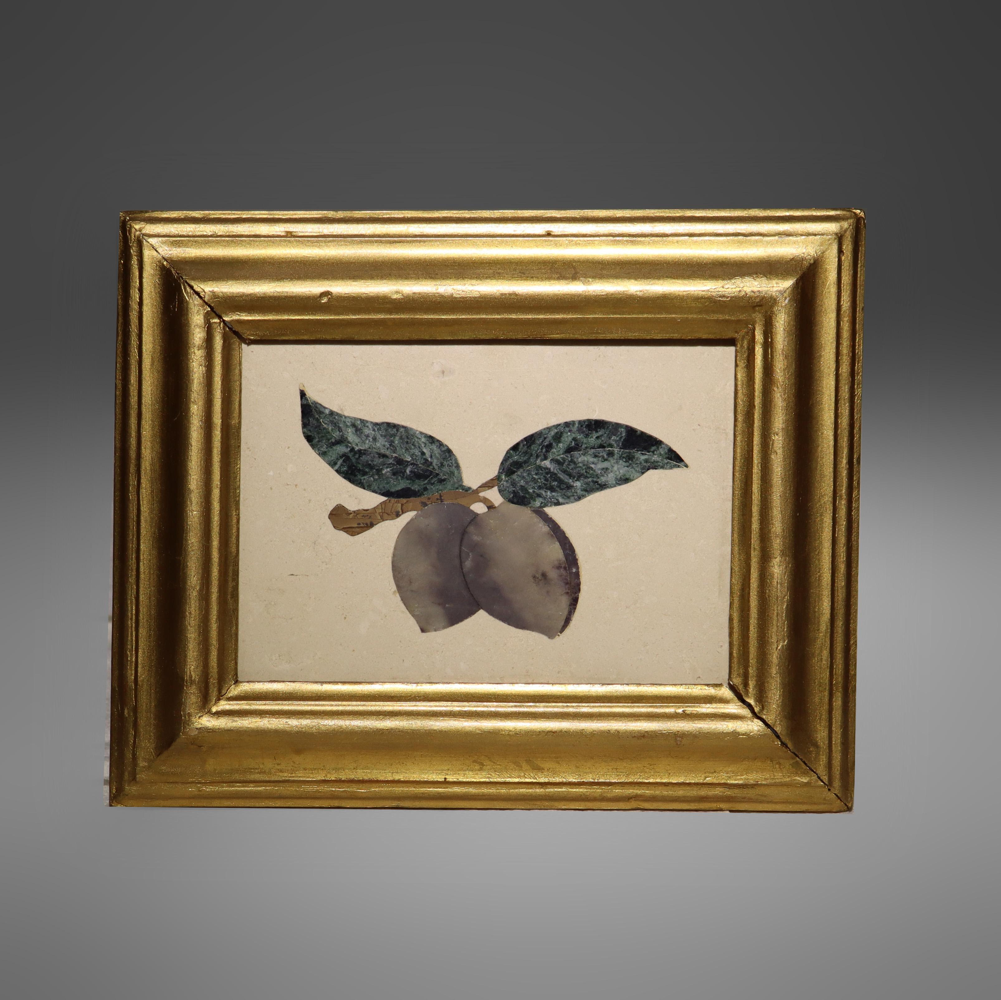Antiguo Mosaico Italiano de Pietra DURA, Enmarcado, C1920.   
5 3/4