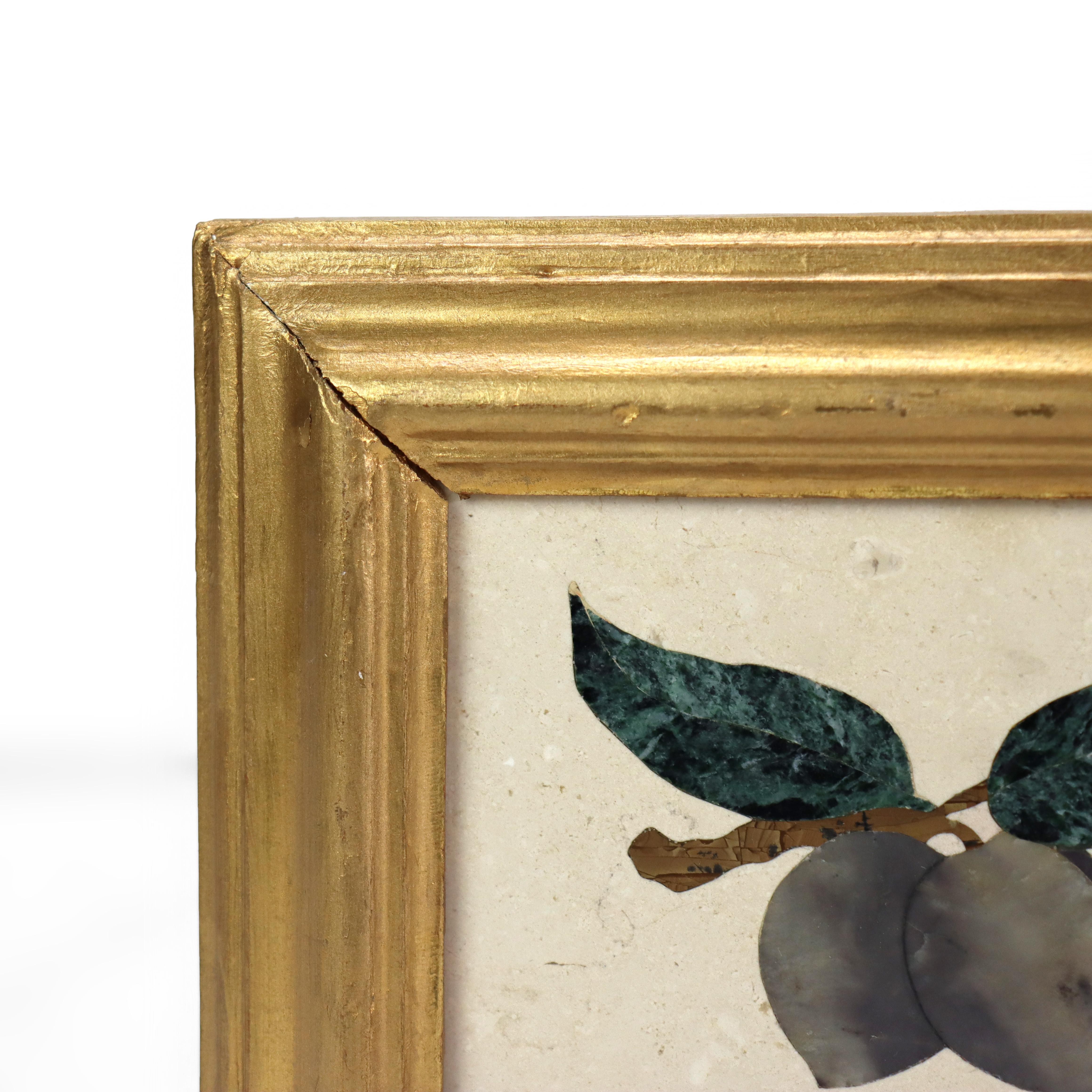 Antiguo Mosaico Italiano de Pietra DURA, Enmarcado, C1920 Piedra