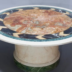 Antique Italian Pietra Dura Polychrome Marble & Boulle Inlay Center Table 20thC