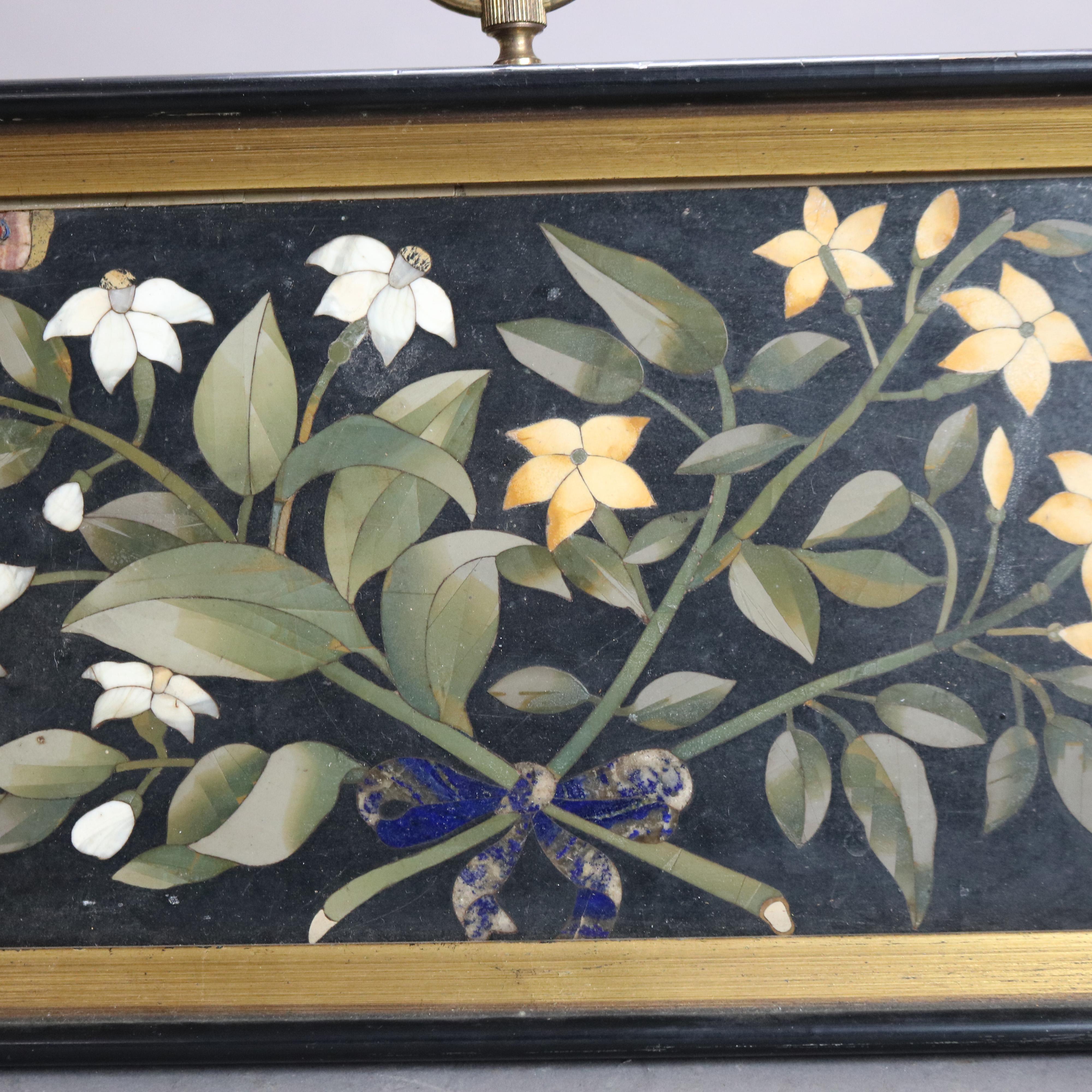 Antique Italian Pietra Dura Stone Floral Plaque with Flowers C1890

Measures - 9.5