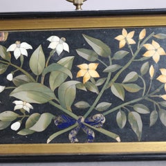 Antique Italian Pietra Dura Stone Floral Plaque with Flowers C1890