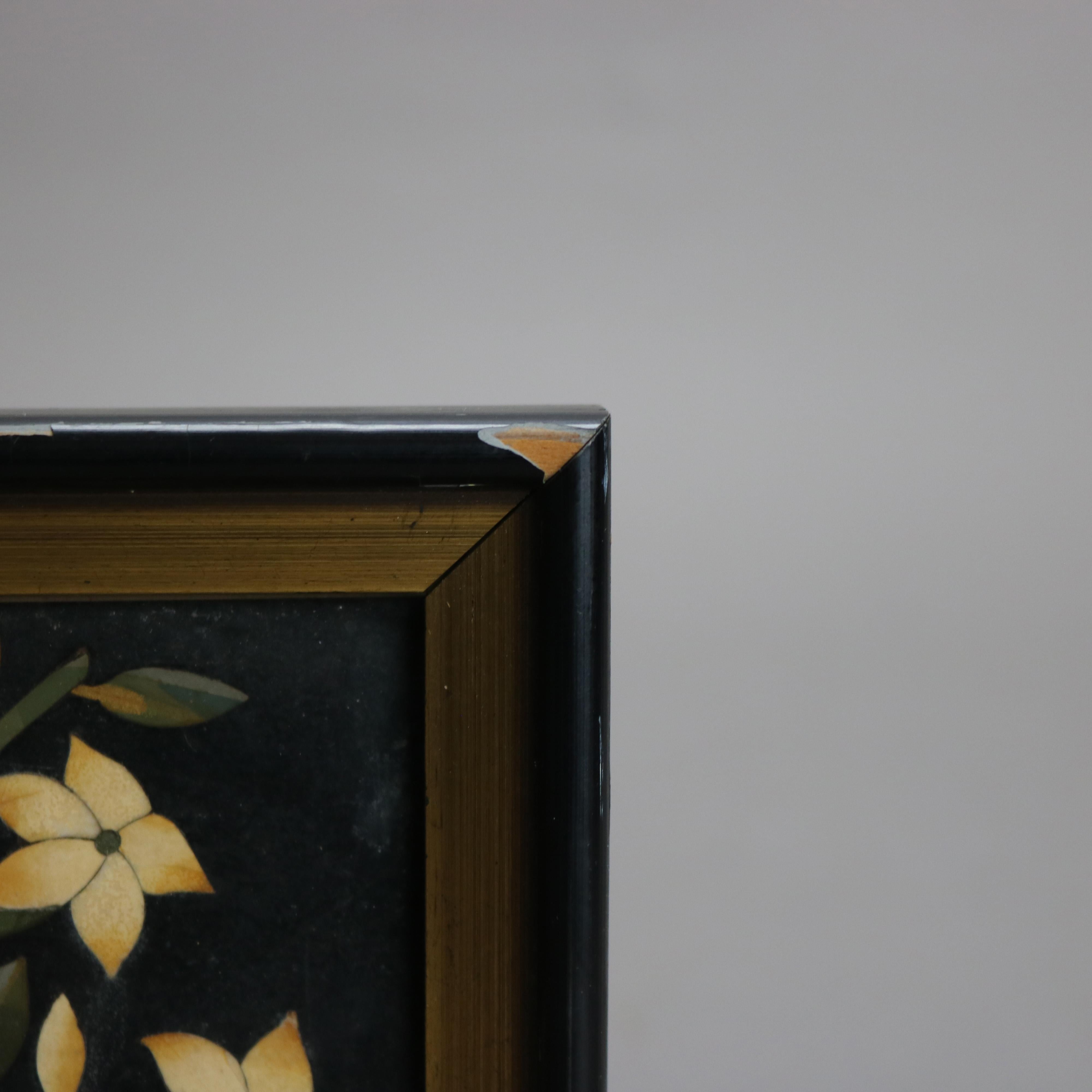 Antique Italian Pietra Dura Stone Floral Plaque with Flowers C1890 1