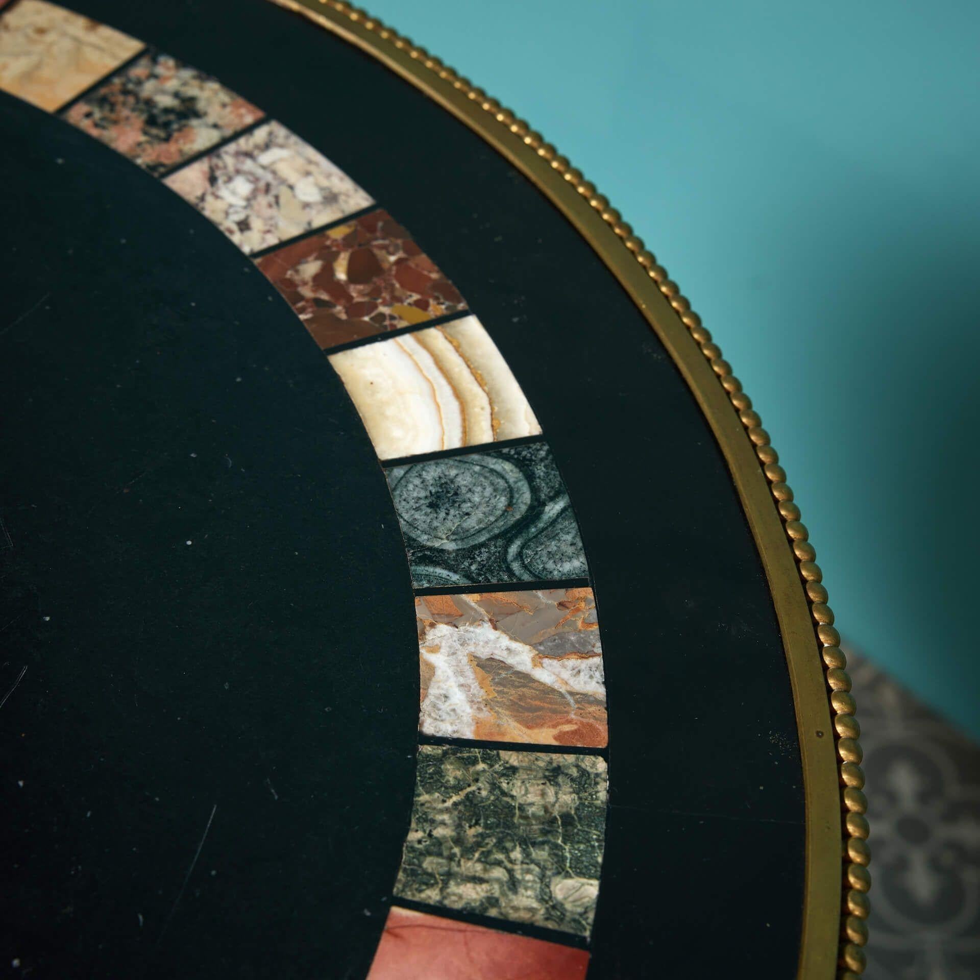 Antique Italian Pietra Dura Table with a Carved Marble Stand in vendita 1