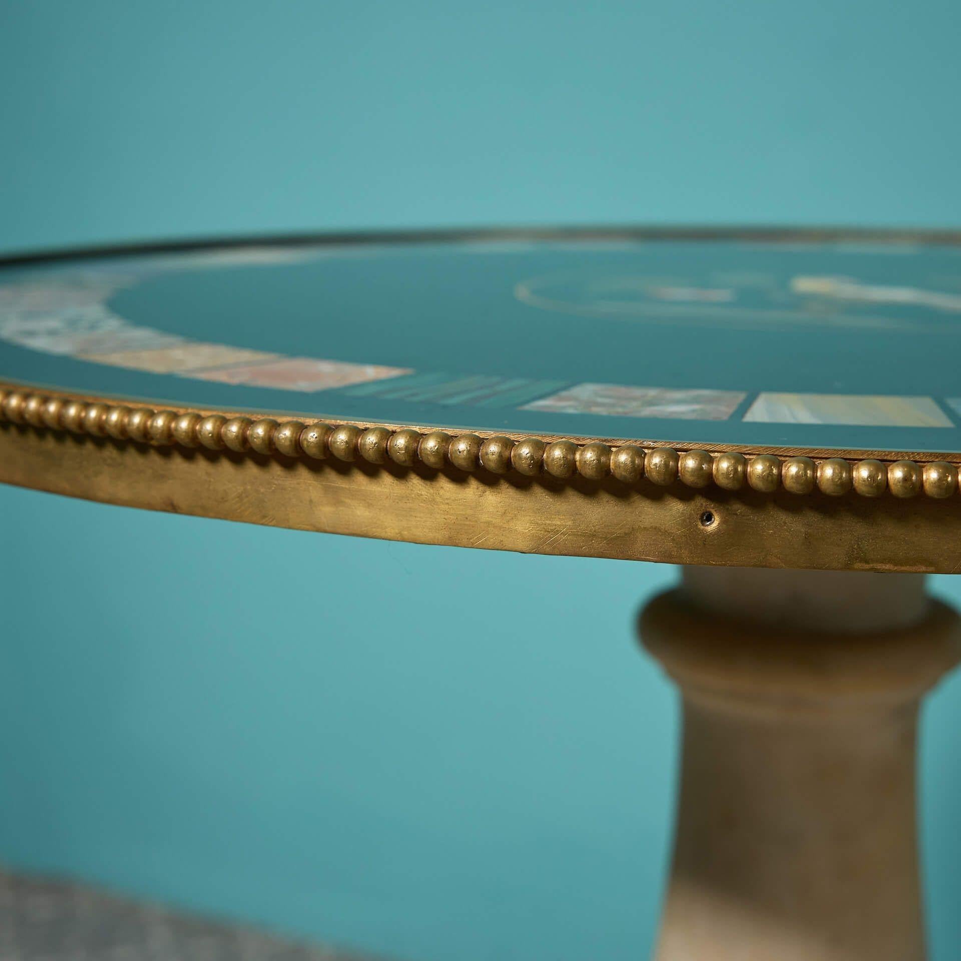 Antique Italian Pietra Dura Table with a Carved Marble Stand in vendita 2