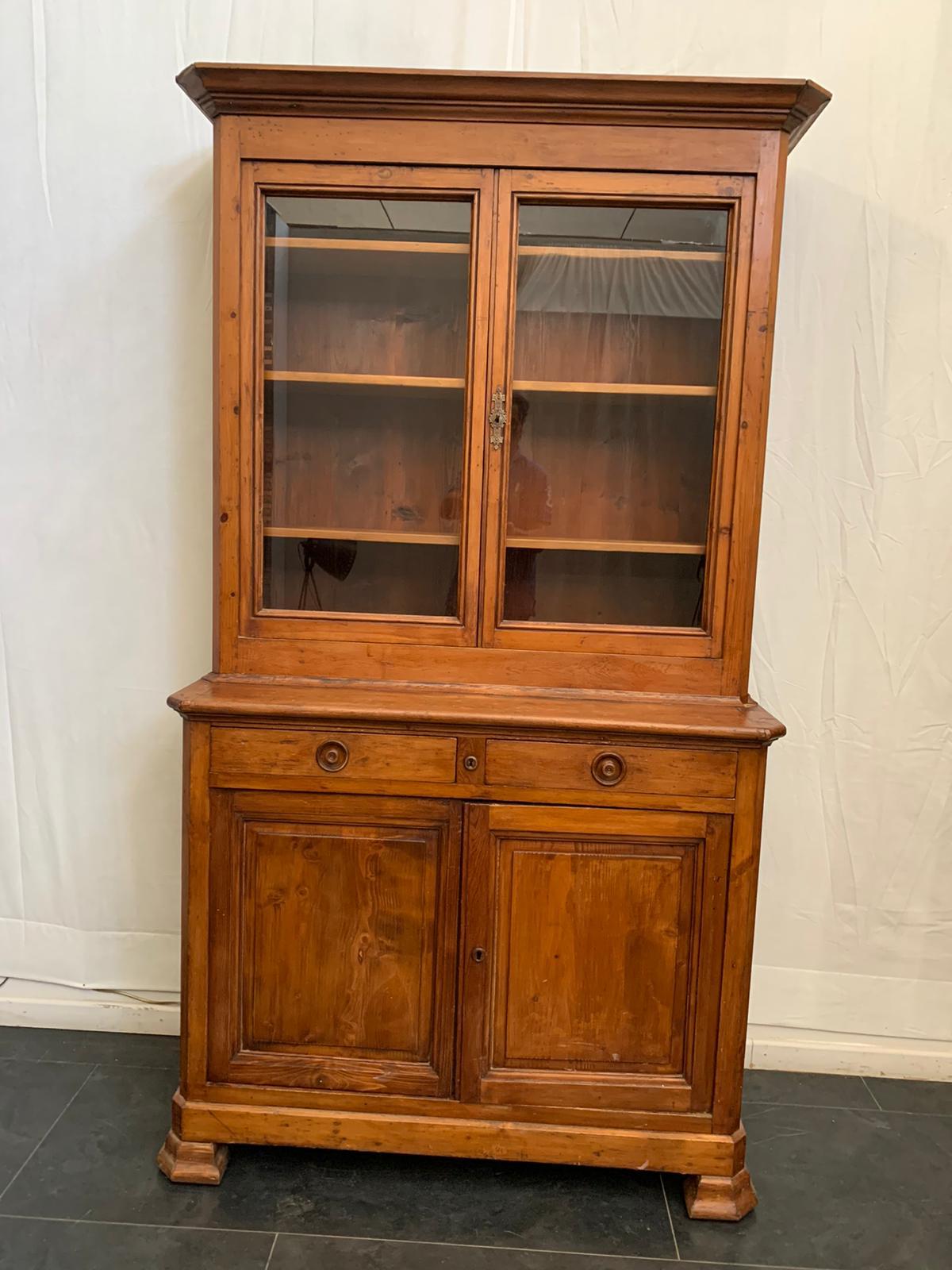 Fir Antique Italian Pinewood Cabinet For Sale