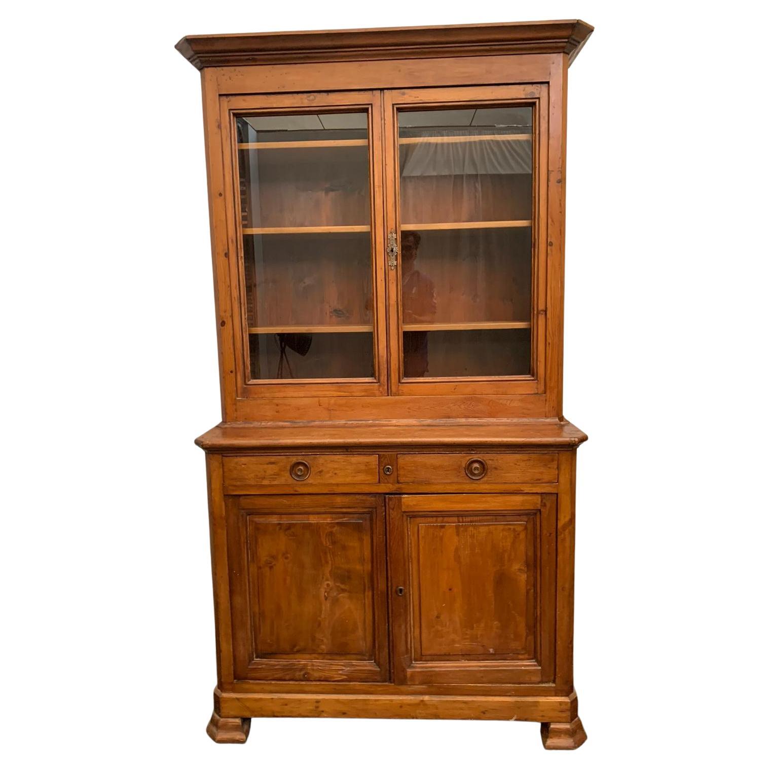Antique Italian Pinewood Cabinet For Sale