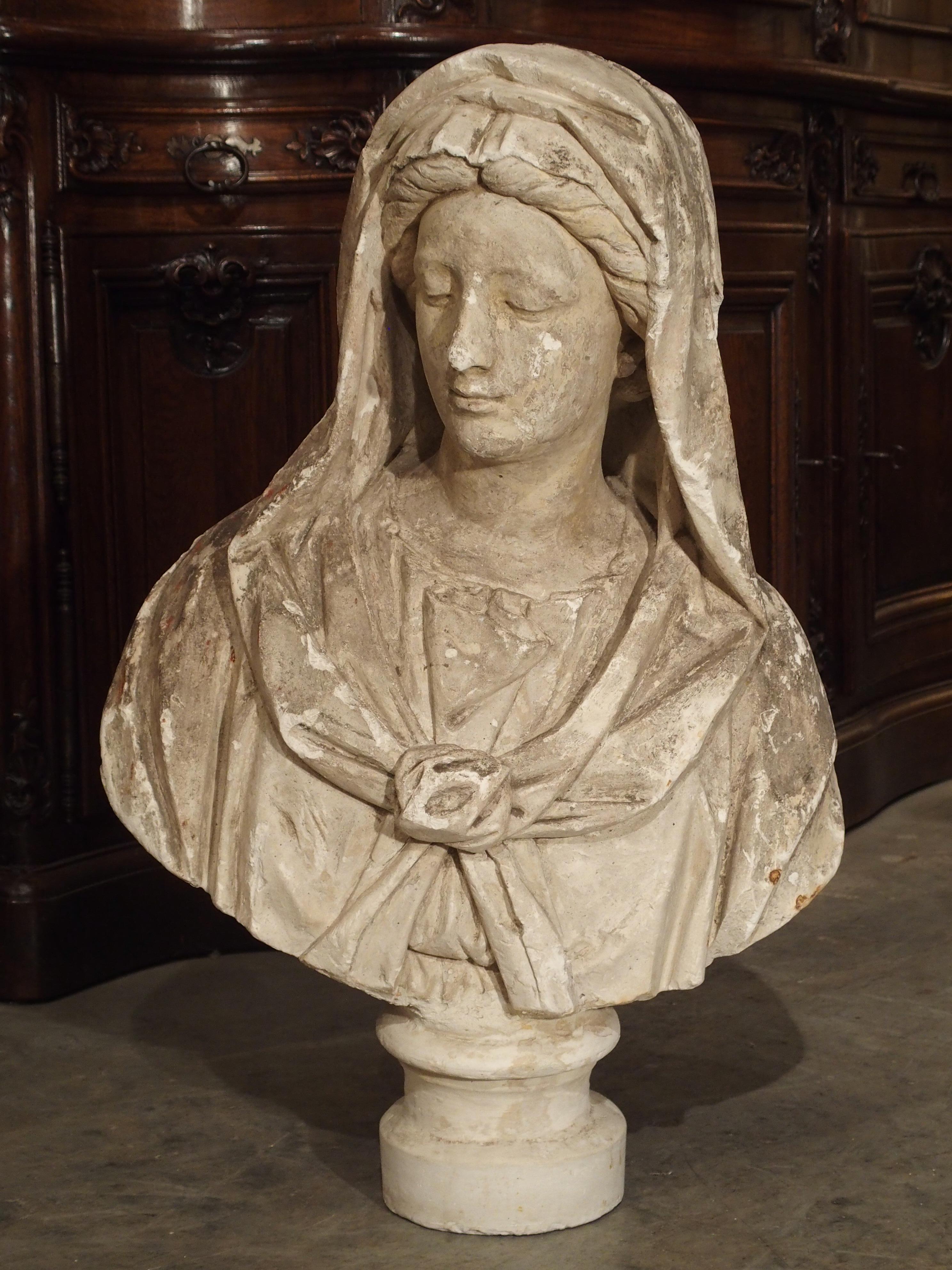 Antique Italian Plaster Bust of a Woman, circa 1890 6