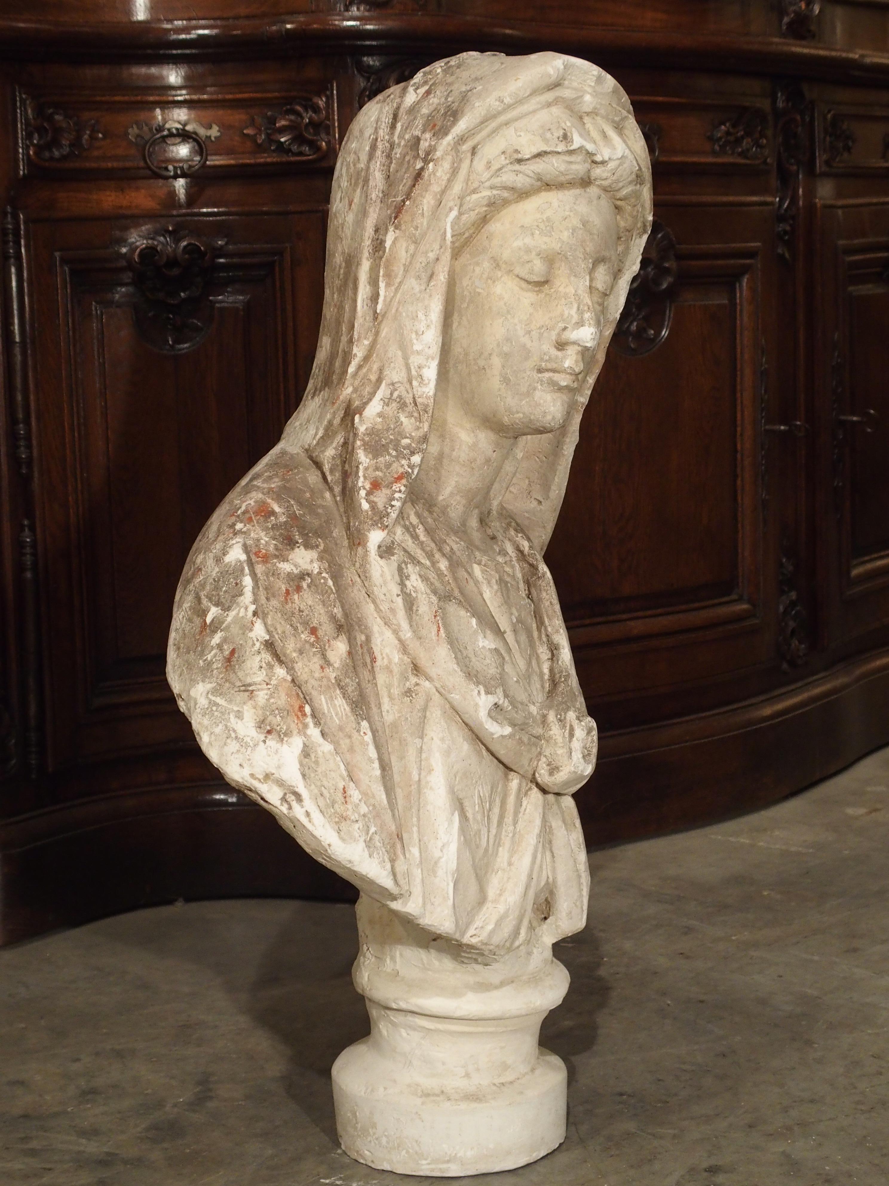 19th Century Antique Italian Plaster Bust of a Woman, circa 1890