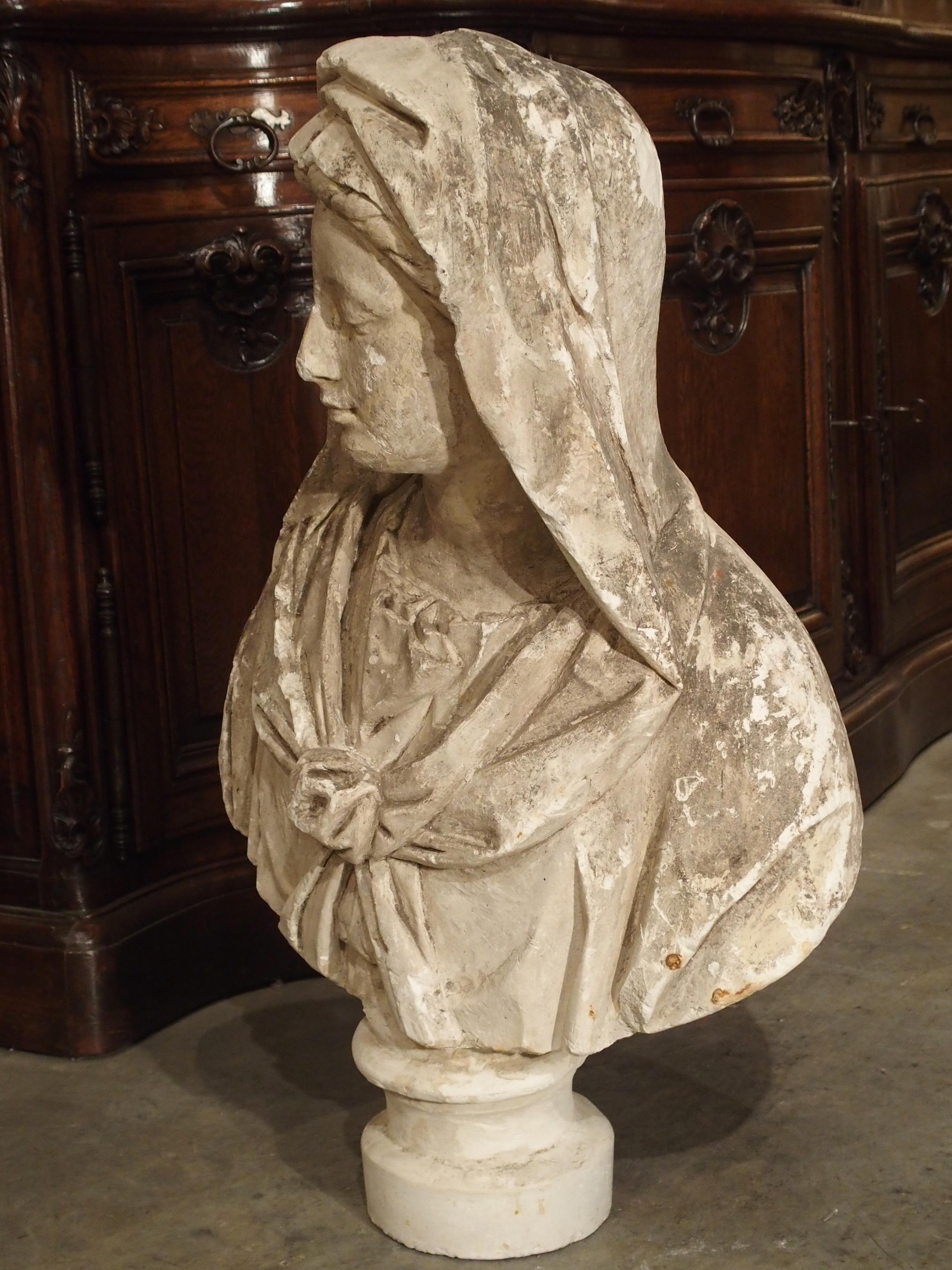 Antique Italian Plaster Bust of a Woman, circa 1890 3