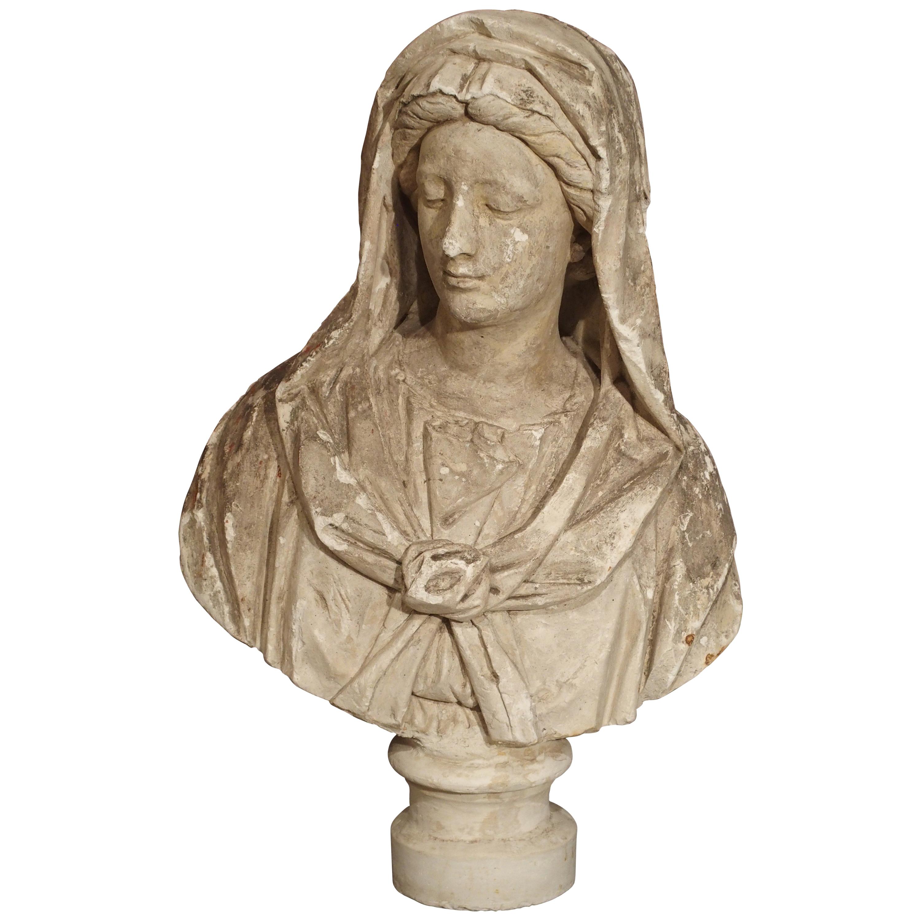 Antique Italian Plaster Bust of a Woman, circa 1890