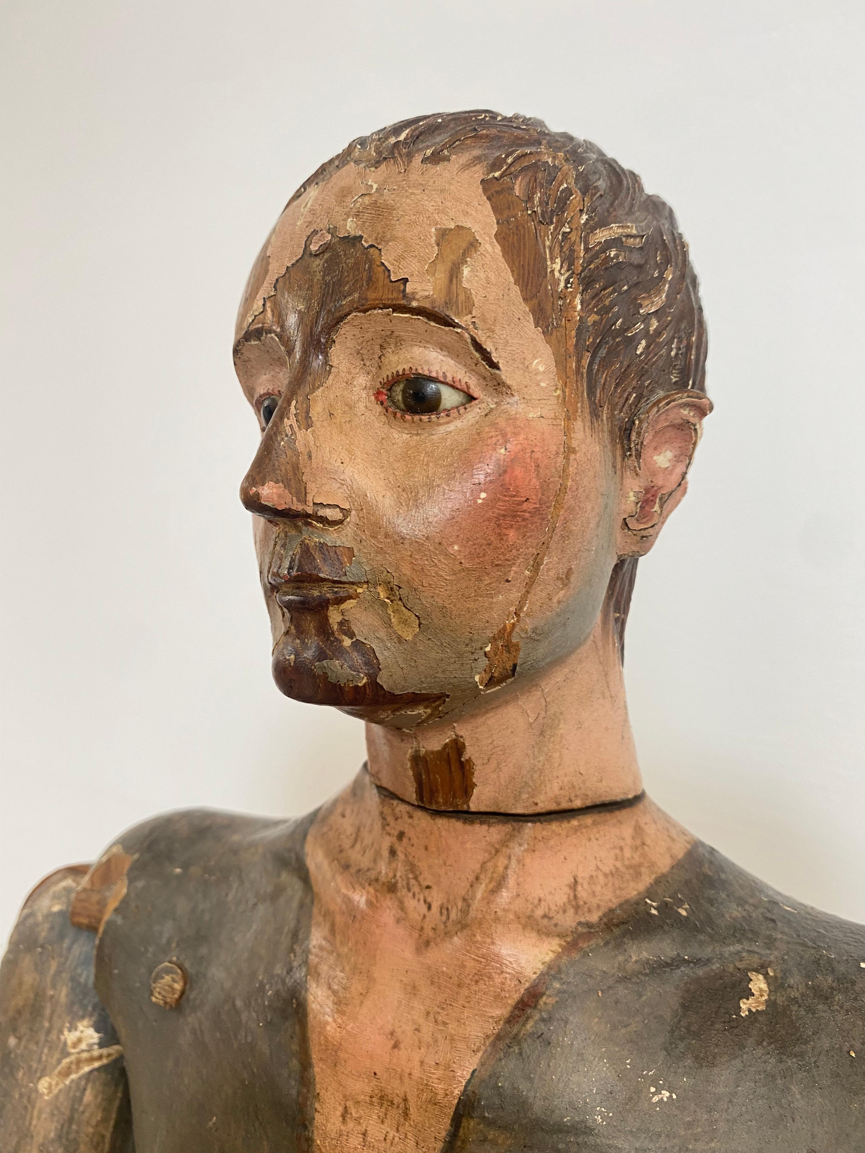 Ancienne figurine italienne polychromée sculptée à mannequins en vente 9
