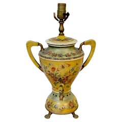 Antique Italian Polychromed Tole Tea Samovar, Now as a Lamp
