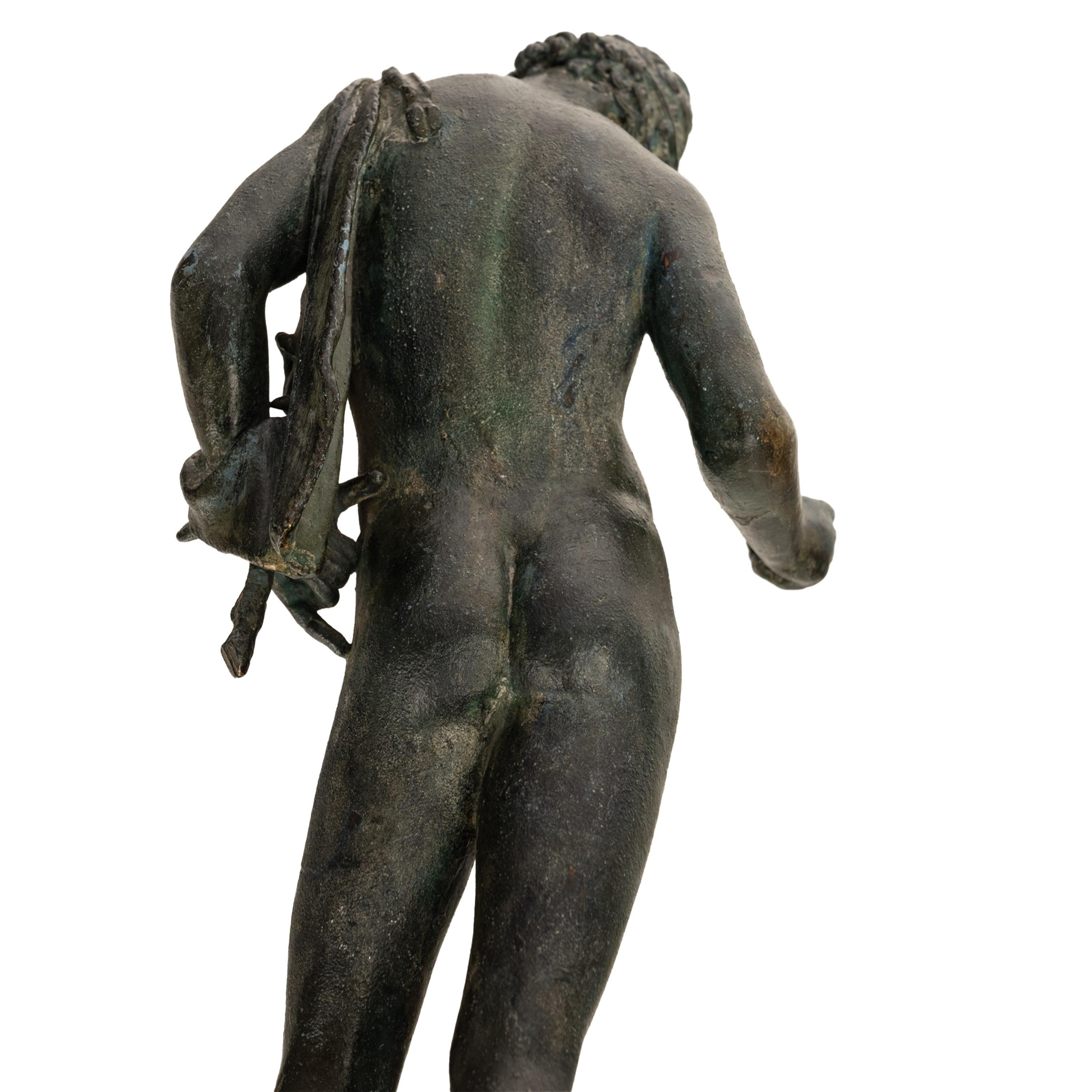 Antique Italian Pompeii Grand Tour Bronze Statue Narcissus Michele Amodio 1862 For Sale 5