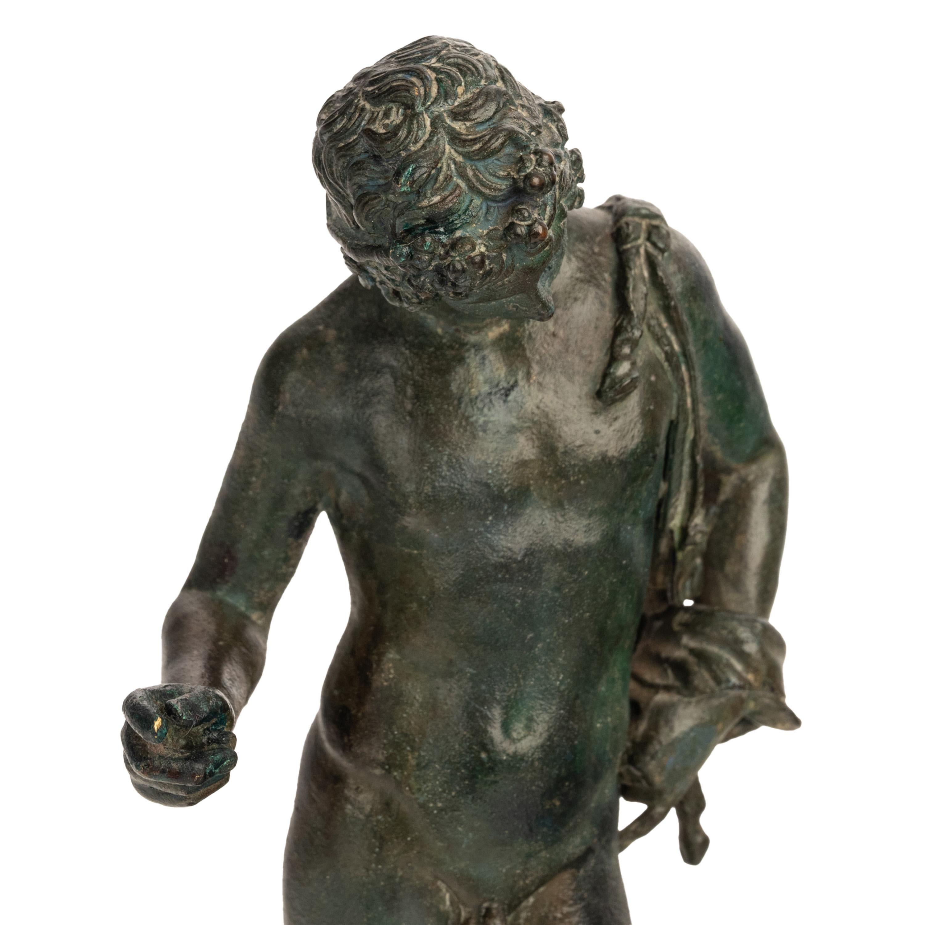 Antique Italian Pompeii Grand Tour Bronze Statue Narcissus Michele Amodio 1862 For Sale 6