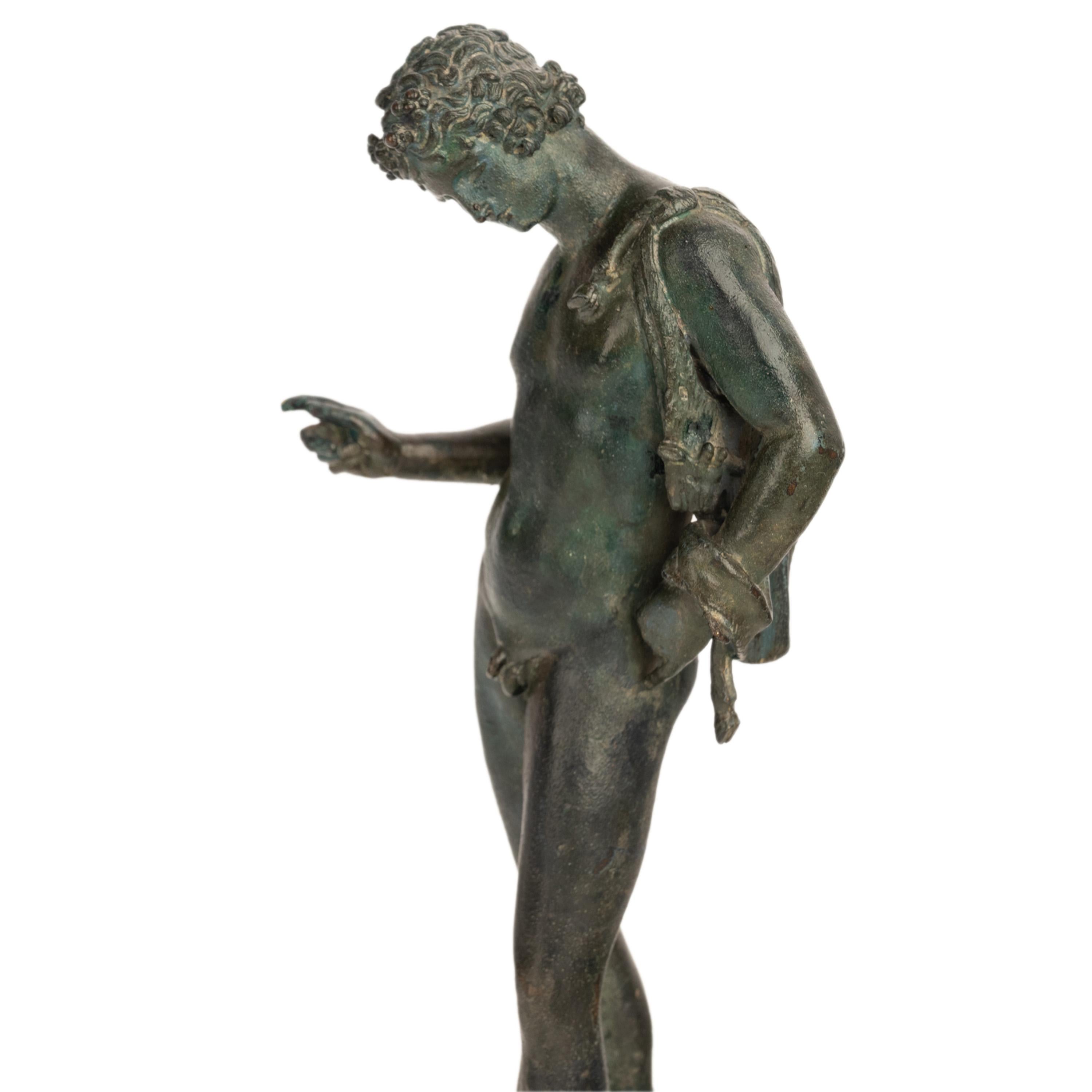 Antique Italian Pompeii Grand Tour Bronze Statue Narcissus Michele Amodio 1862 For Sale 8
