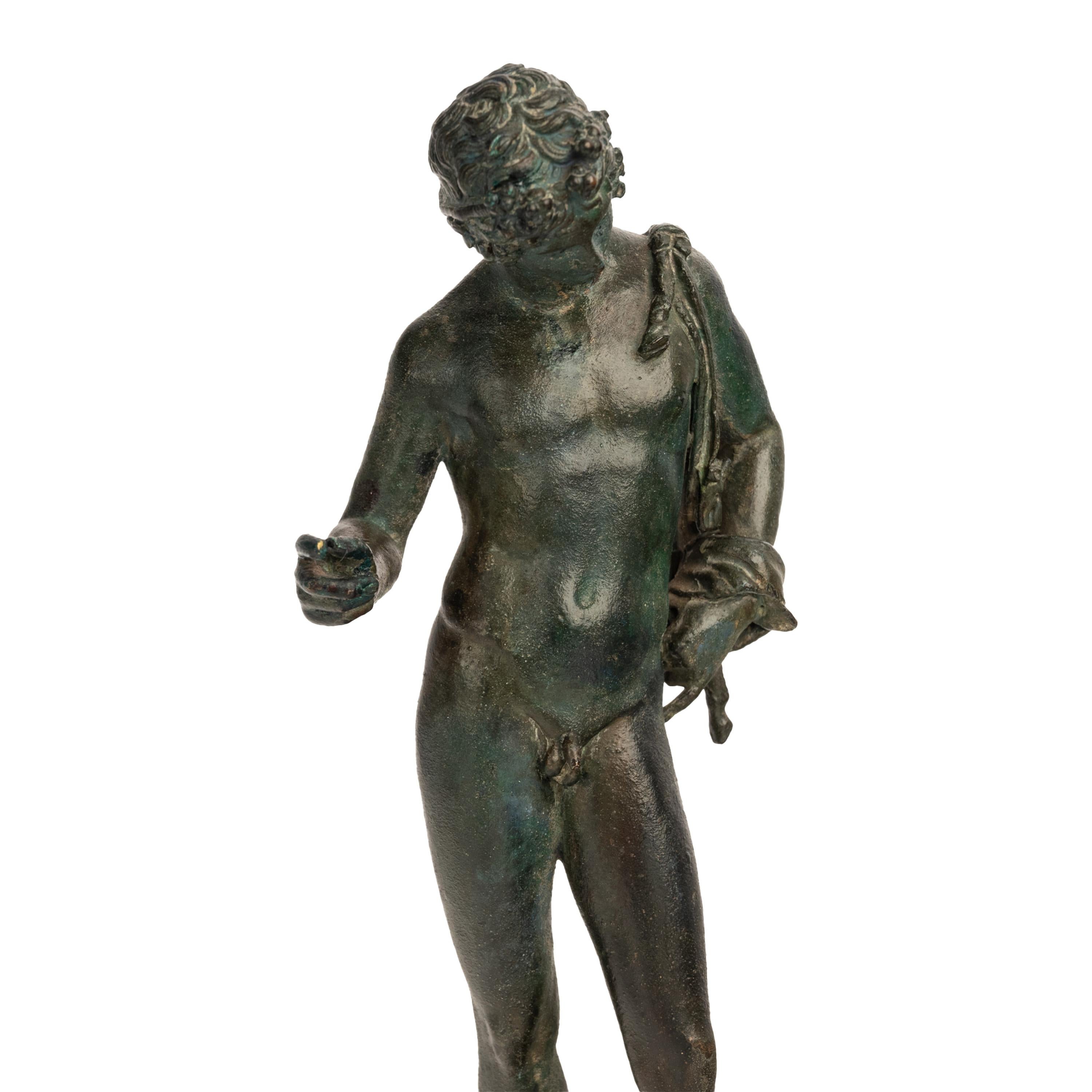 Antique Italian Pompeii Grand Tour Bronze Statue Narcissus Michele Amodio 1862 For Sale 9