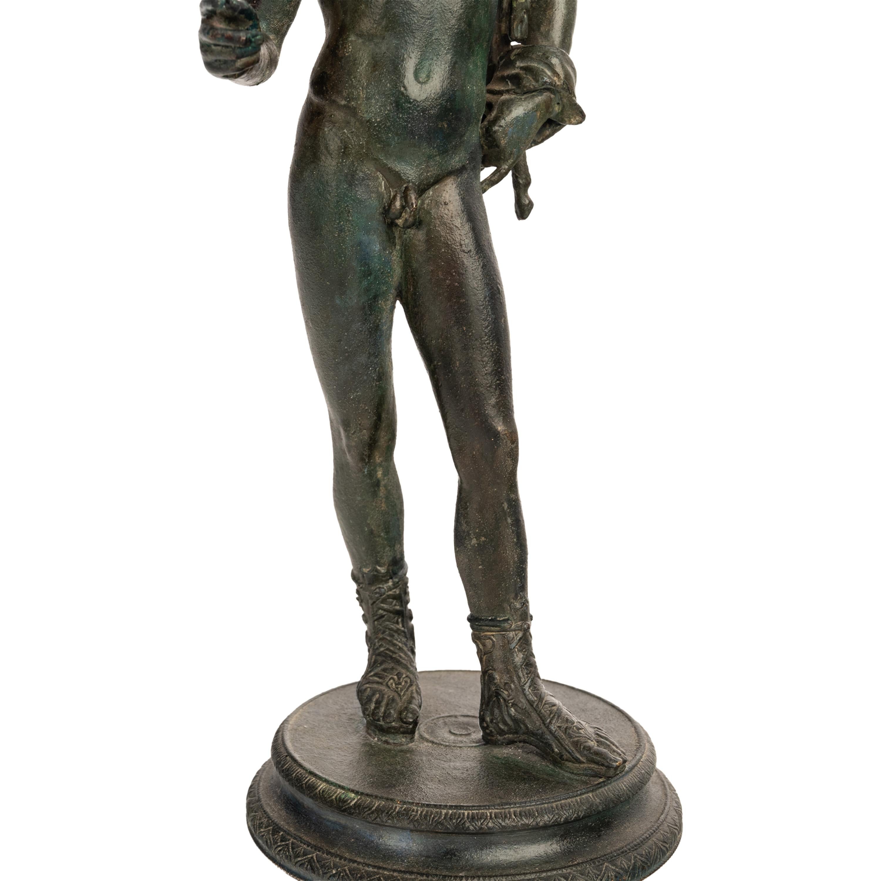 Antique Italian Pompeii Grand Tour Bronze Statue Narcissus Michele Amodio 1862 For Sale 10