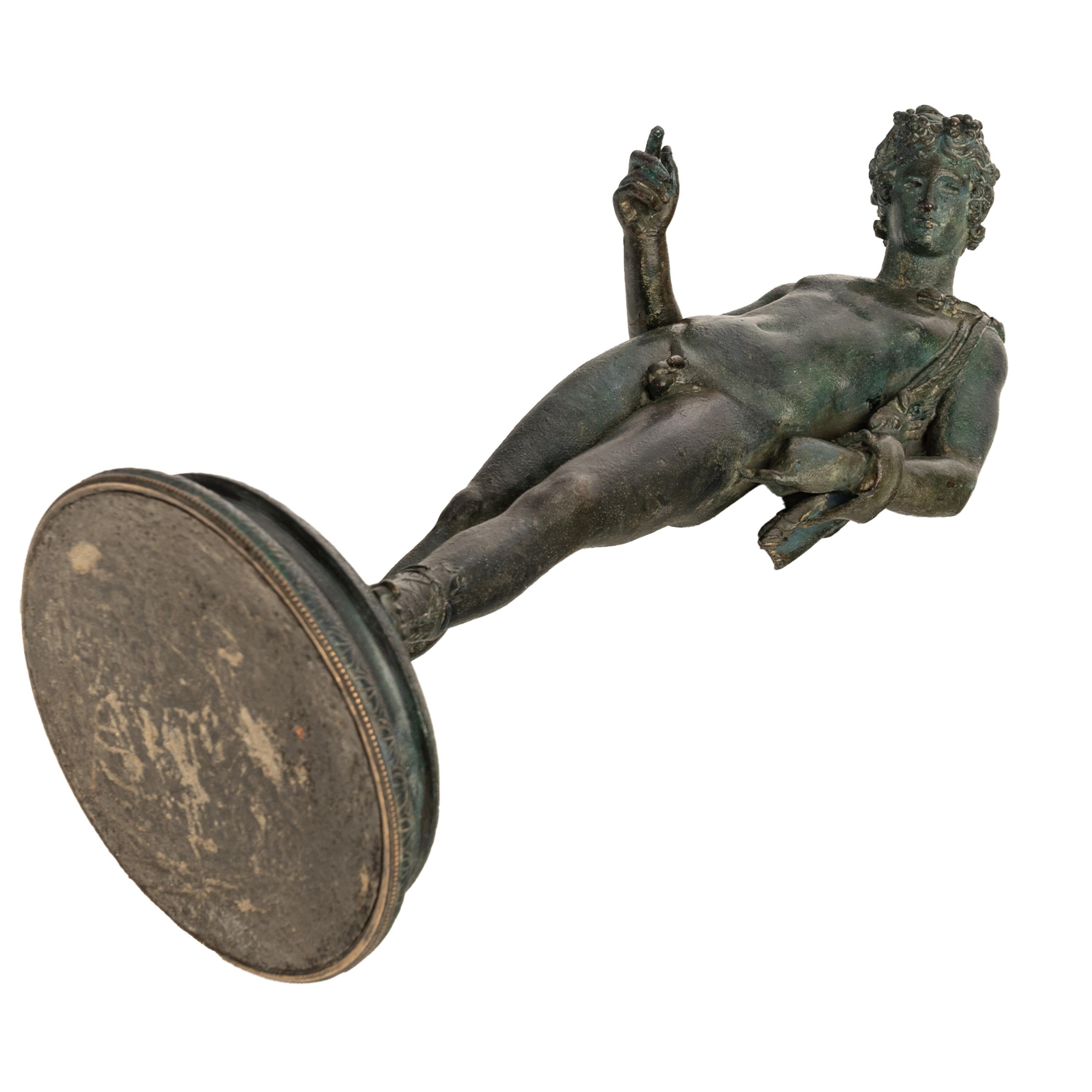 Antique Italian Pompeii Grand Tour Bronze Statue Narcissus Michele Amodio 1862 For Sale 12