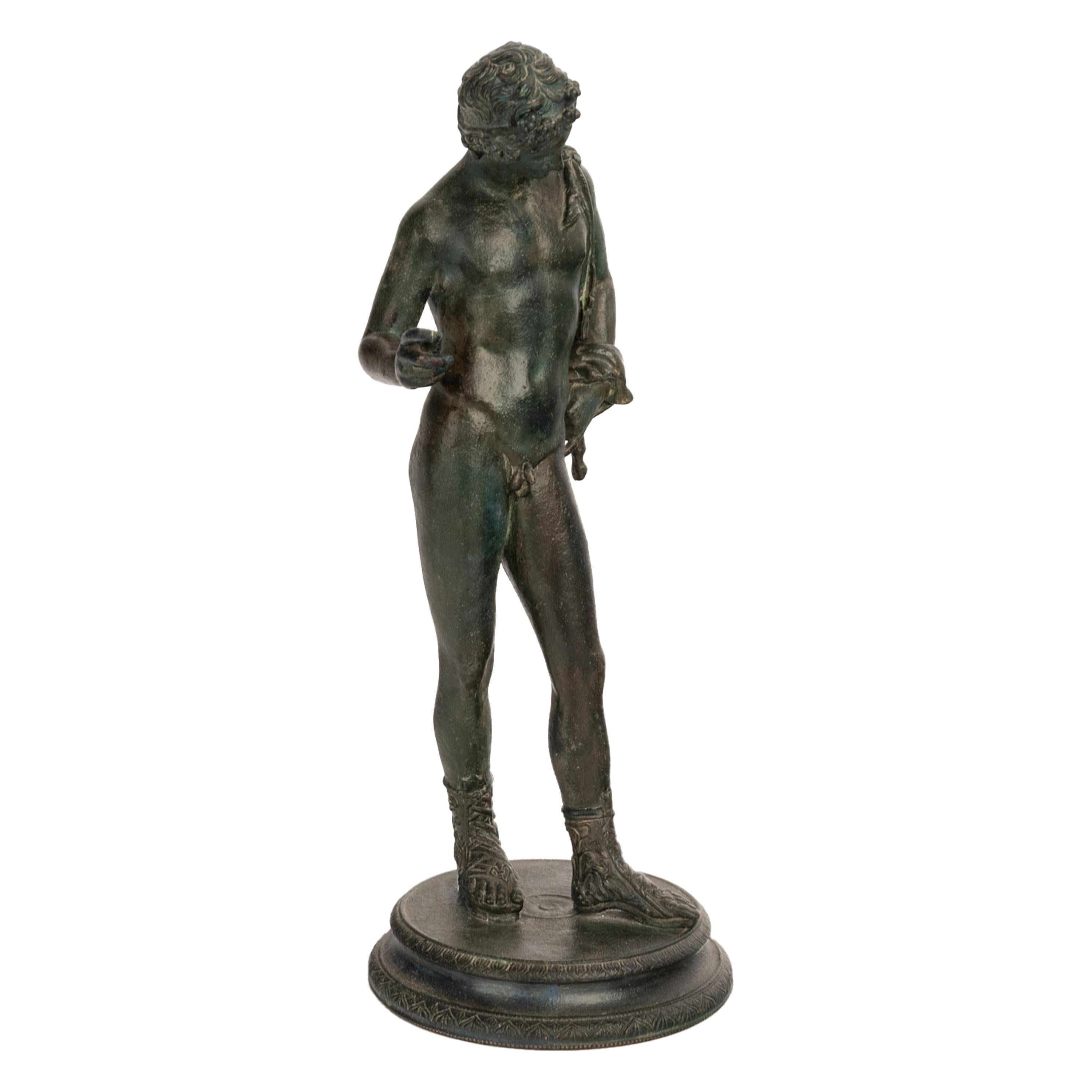Antique Italian Pompeii Grand Tour Bronze Statue Narcissus Michele Amodio 1862 For Sale 2