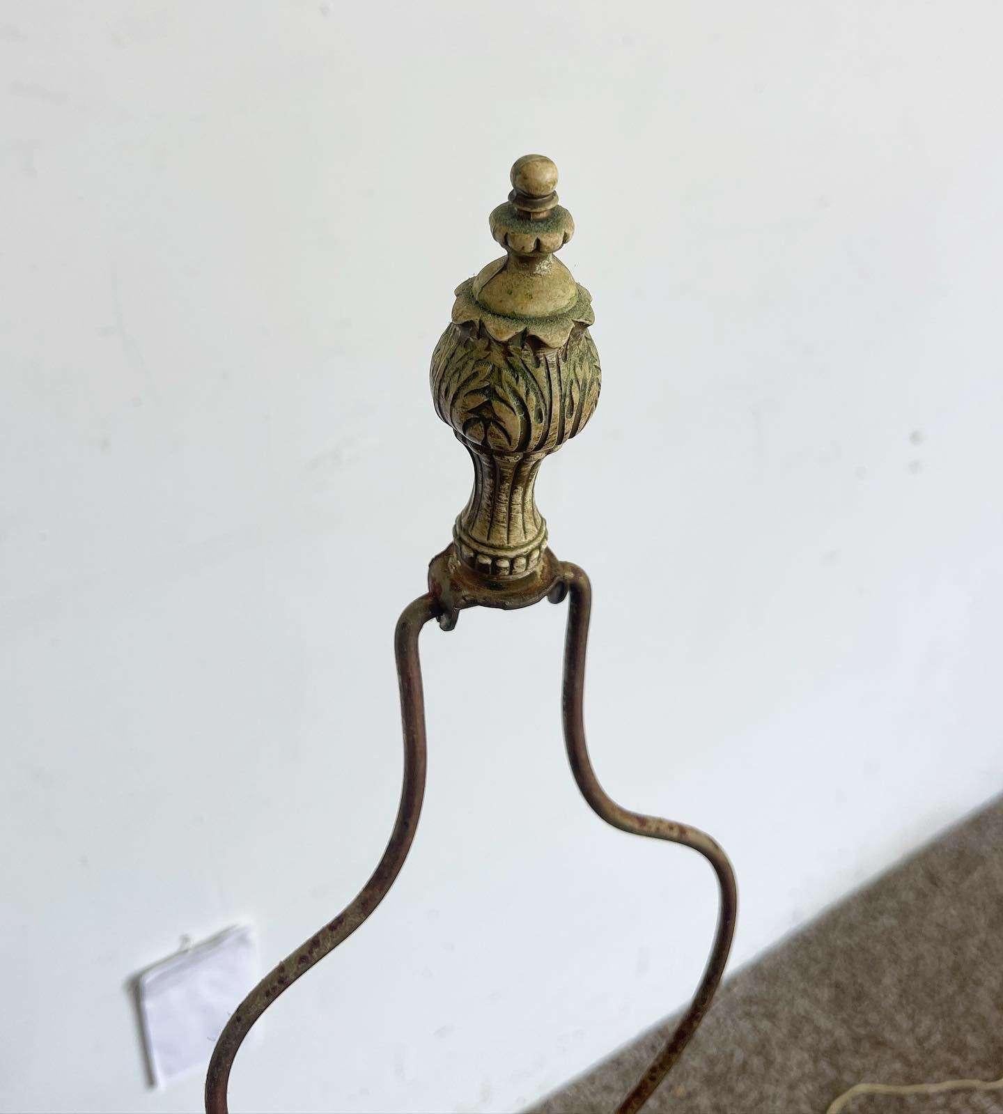 Antique Italian Porcelain Brass and Marble Table Lamp For Sale 1