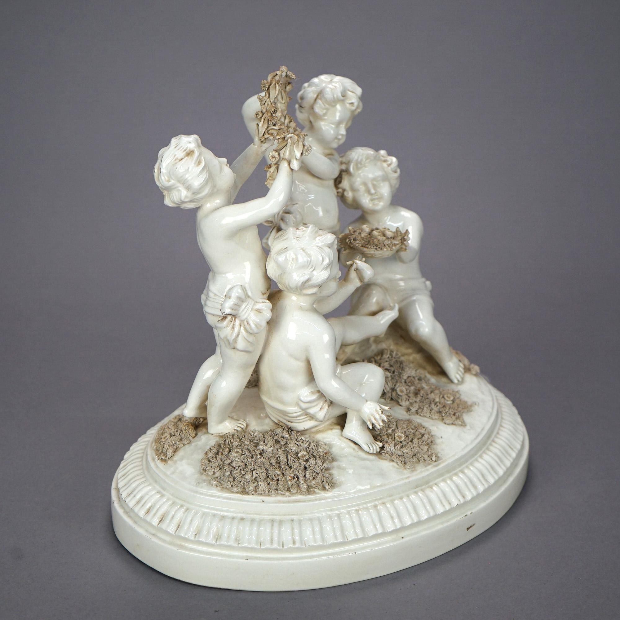 20th Century Antique Italian Porcelain Figural Cherub Grouping, circa 1900