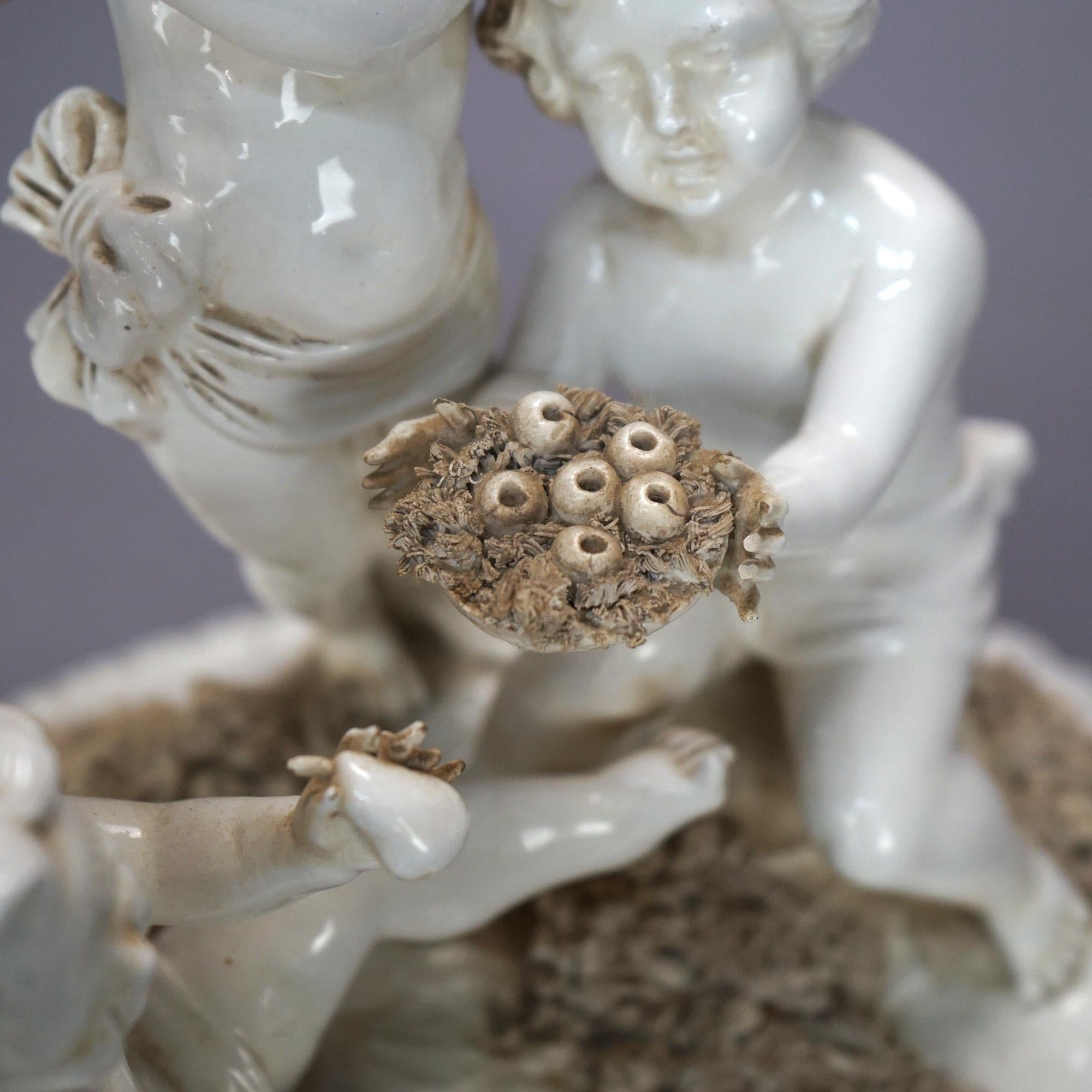 Antique Italian Porcelain Figural Cherub Grouping, circa 1900 2