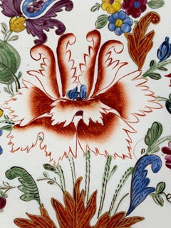 Antique Italian Porcelain Large Plate Hand-Painted Tulip Pattern, Doccia C-1760