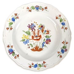 Antique Italian Porcelain Large Plate Hand-Painted Tulip Pattern, Doccia C-1760