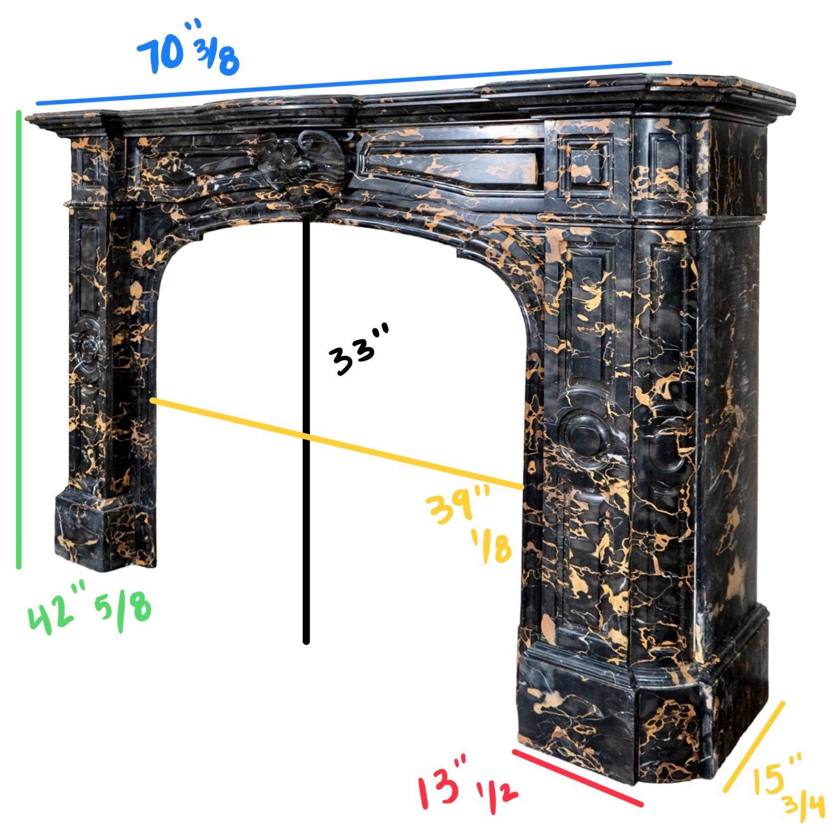 Antique Italian Portoro Black Marble Mantel For Sale 8