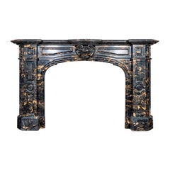 Antique Italian Portoro Black Marble Mantel