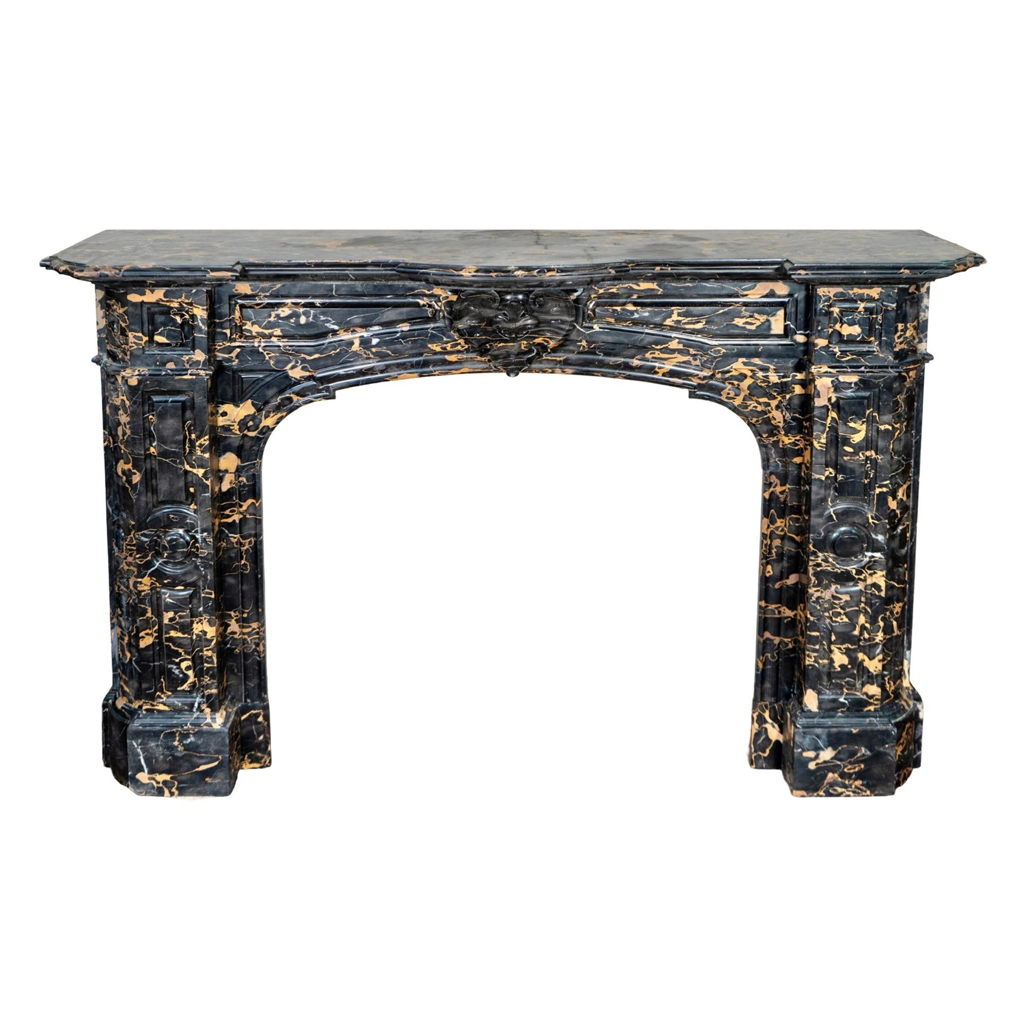 Antique Italian Portoro Black Marble Mantel In Good Condition For Sale In Dallas, TX