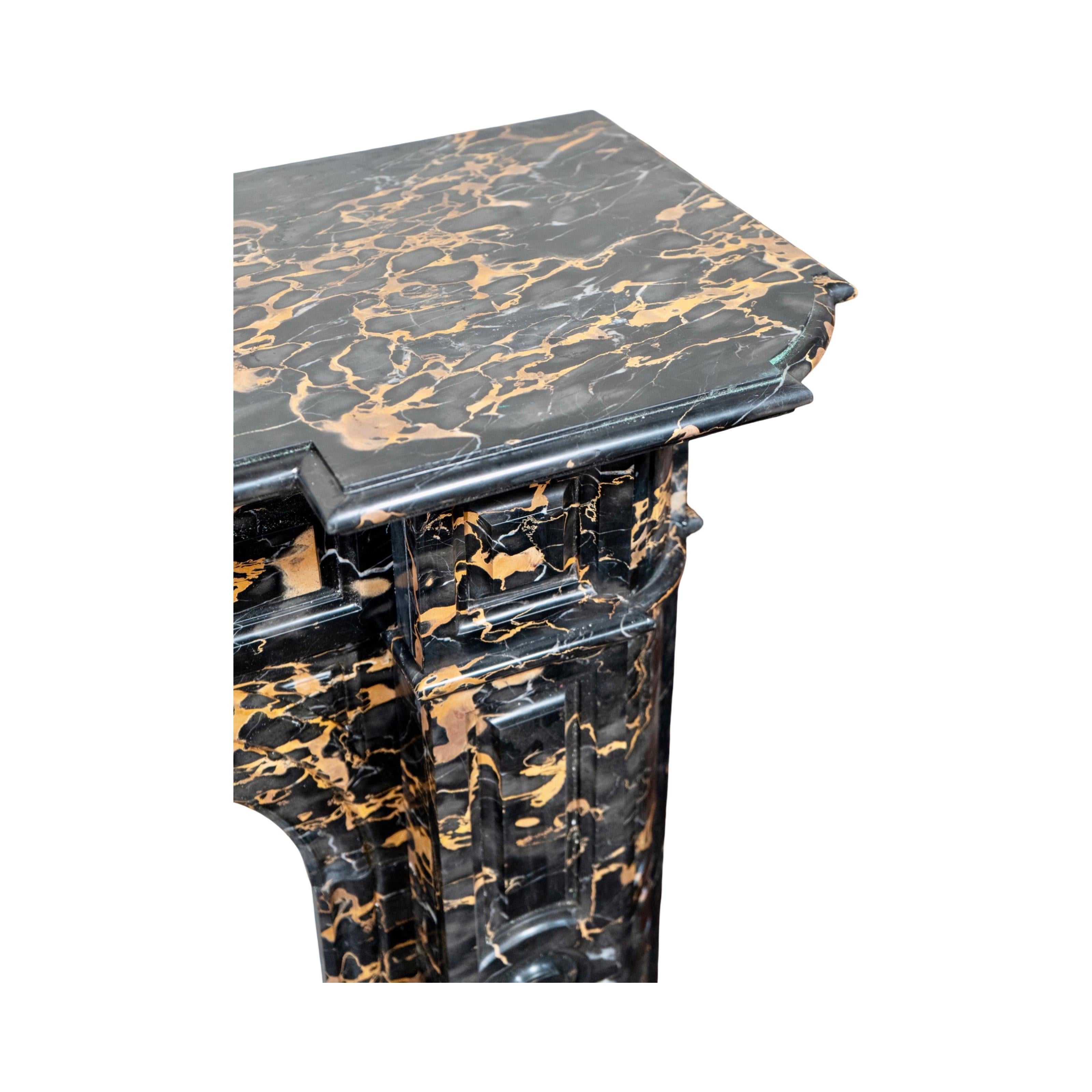 Antique Italian Portoro Black Marble Mantel For Sale 1