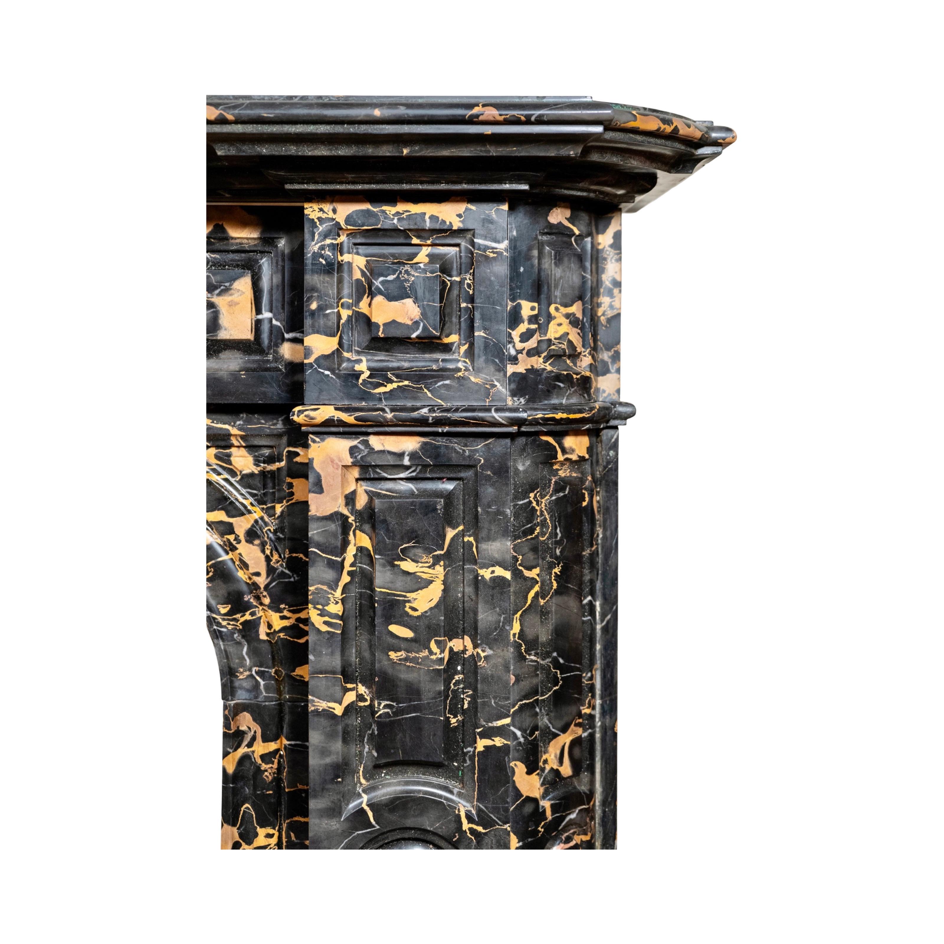 Antique Italian Portoro Black Marble Mantel For Sale 3