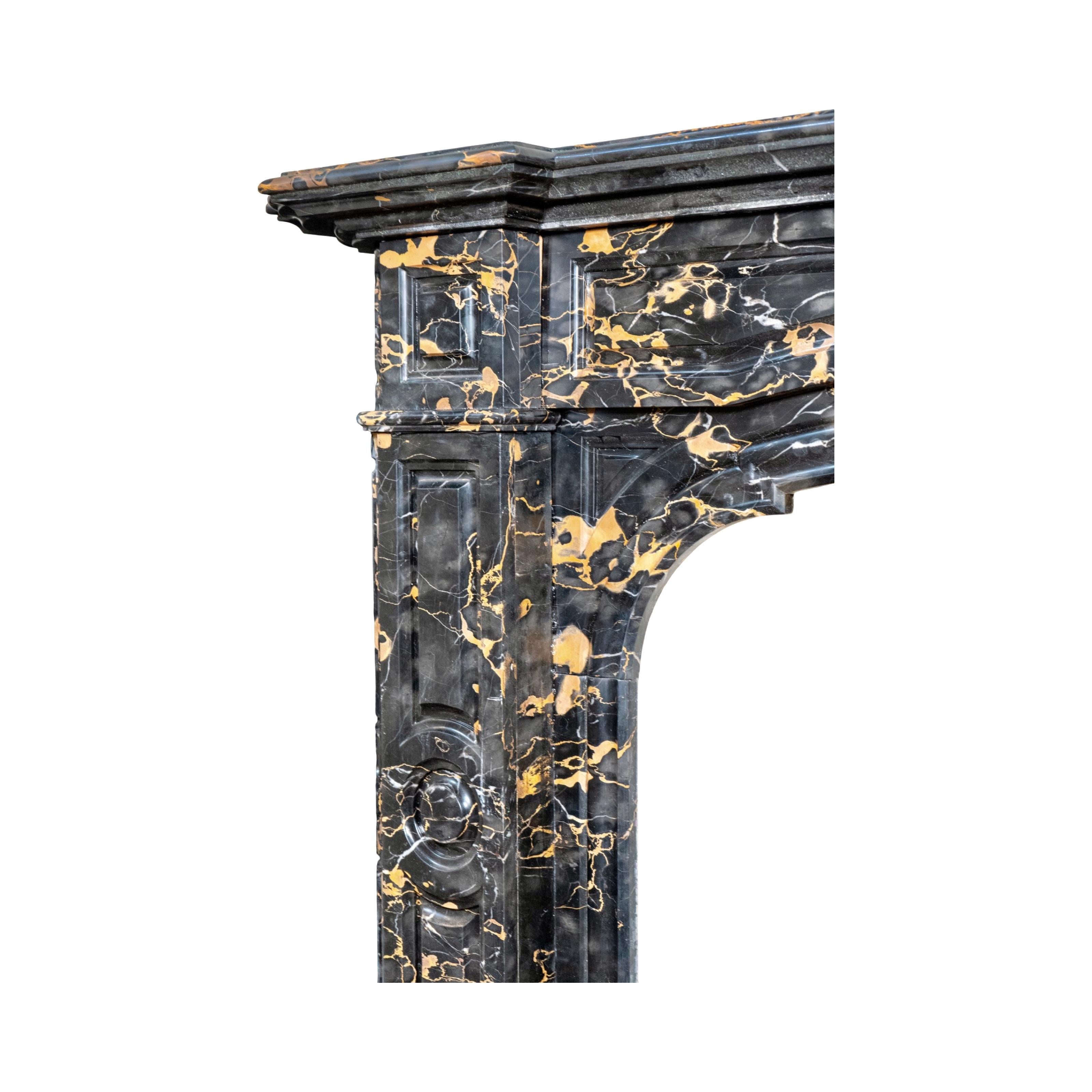 Antique Italian Portoro Black Marble Mantel For Sale 5