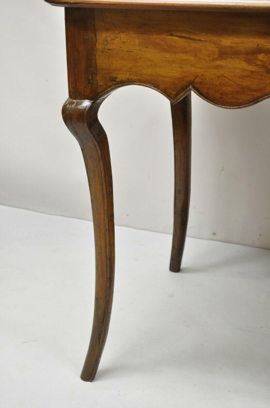 Antique Italian Provincial Carved Distressed Cherry Saber Leg Desk Console Table For Sale 5