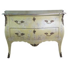 Antique Italian Provincial Chinoiserie Serpentine Bombe Commode Chest Dresser
