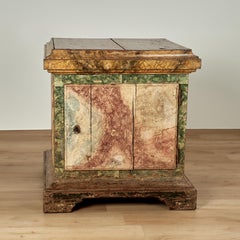 Antique Italian Provincial Faux Marble Cabinet Pedestal