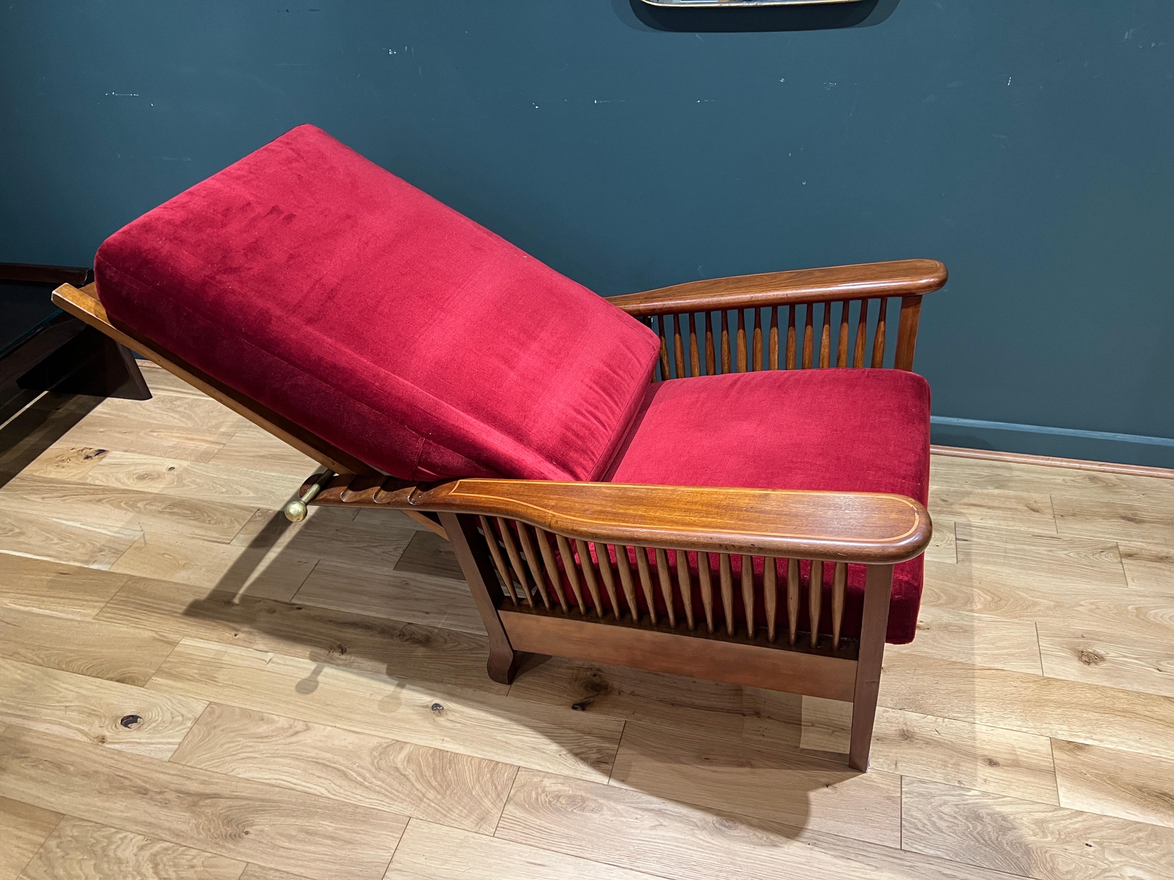 Hand-Crafted Antique Italian Reclining Armchair For Sale