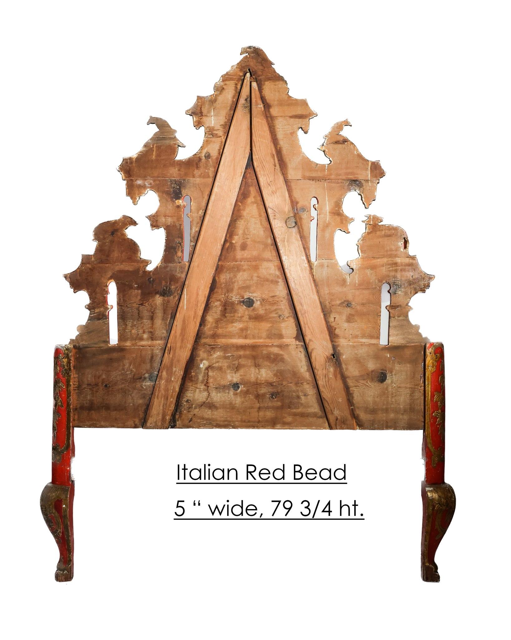 Antique Italian Red and Gilt Bed For Sale 2