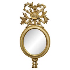 Antique Italian Regency Carved Wood Round Cream 
Gold Wall Mirror by M Grieve